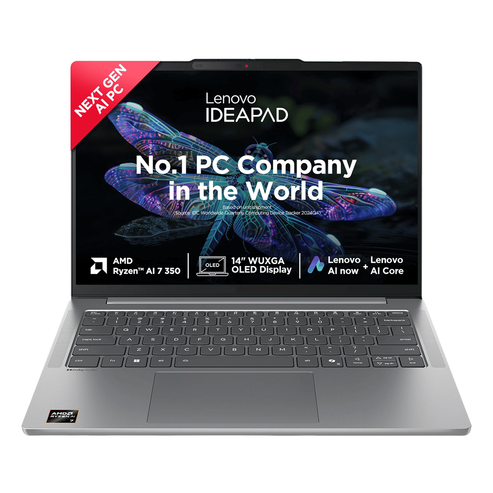 Lenovo IdeaPad Slim 5 14AKP10 AMD Ryzen AI 7 Thin & Light Laptop (24GB, 1TB SSD, Windows 11 Home, 14 inch WUXGA OLED Display, MS Office Home 2024, Luna Grey, 1.39 KG)_1