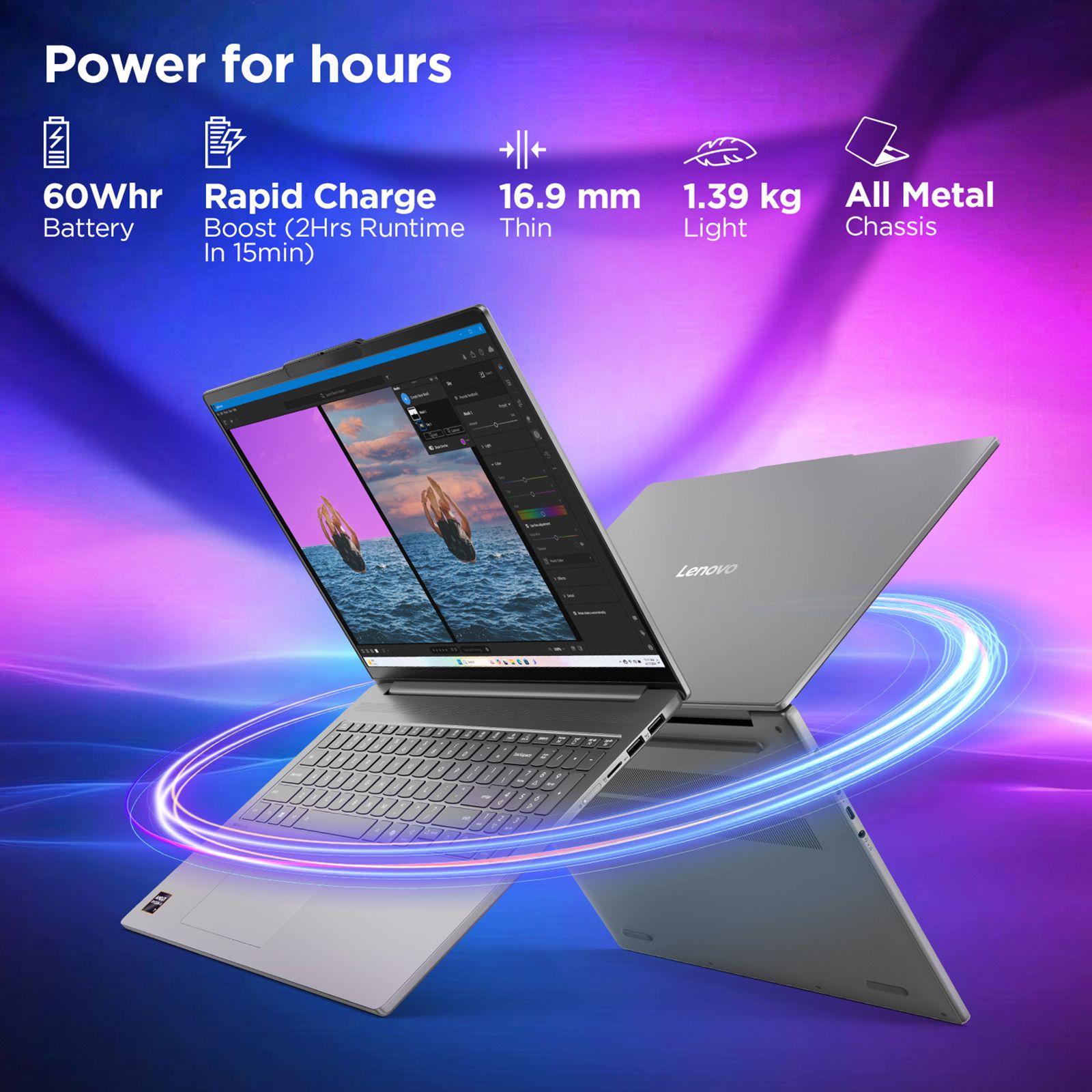 Lenovo IdeaPad Slim 5 14AKP10 AMD Ryzen AI 7 Thin & Light Laptop (24GB, 1TB SSD, Windows 11 Home, 14 inch WUXGA OLED Display, MS Office Home 2024, Luna Grey, 1.39 KG)_11