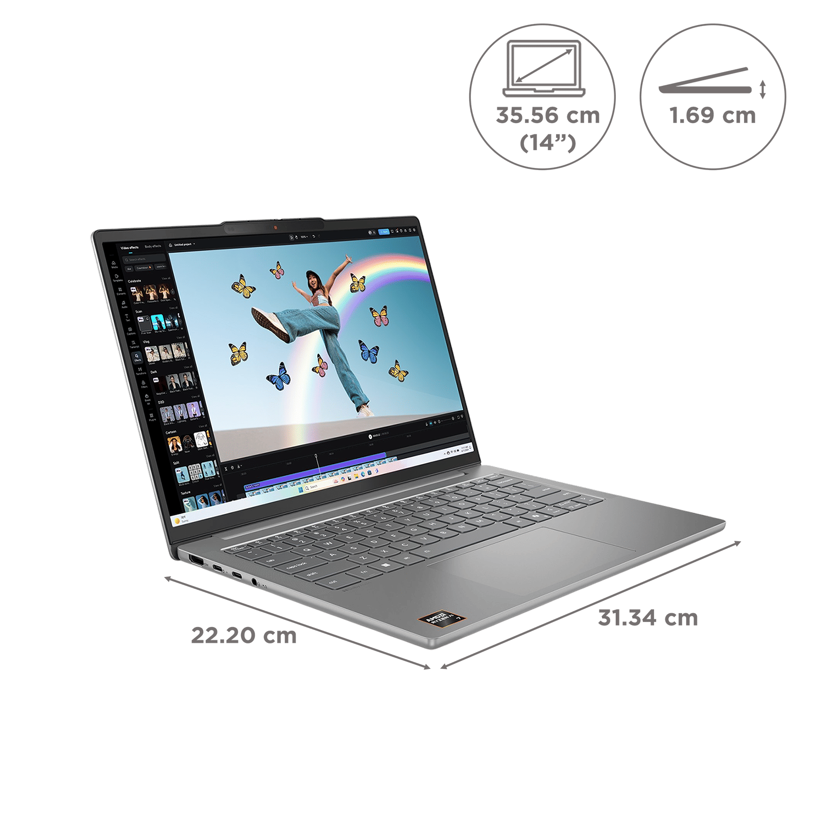 Lenovo IdeaPad Slim 5 14AKP10 AMD Ryzen AI 7 Thin & Light Laptop (24GB, 1TB SSD, Windows 11 Home, 14 inch WUXGA OLED Display, MS Office Home 2024, Luna Grey, 1.39 KG)_2