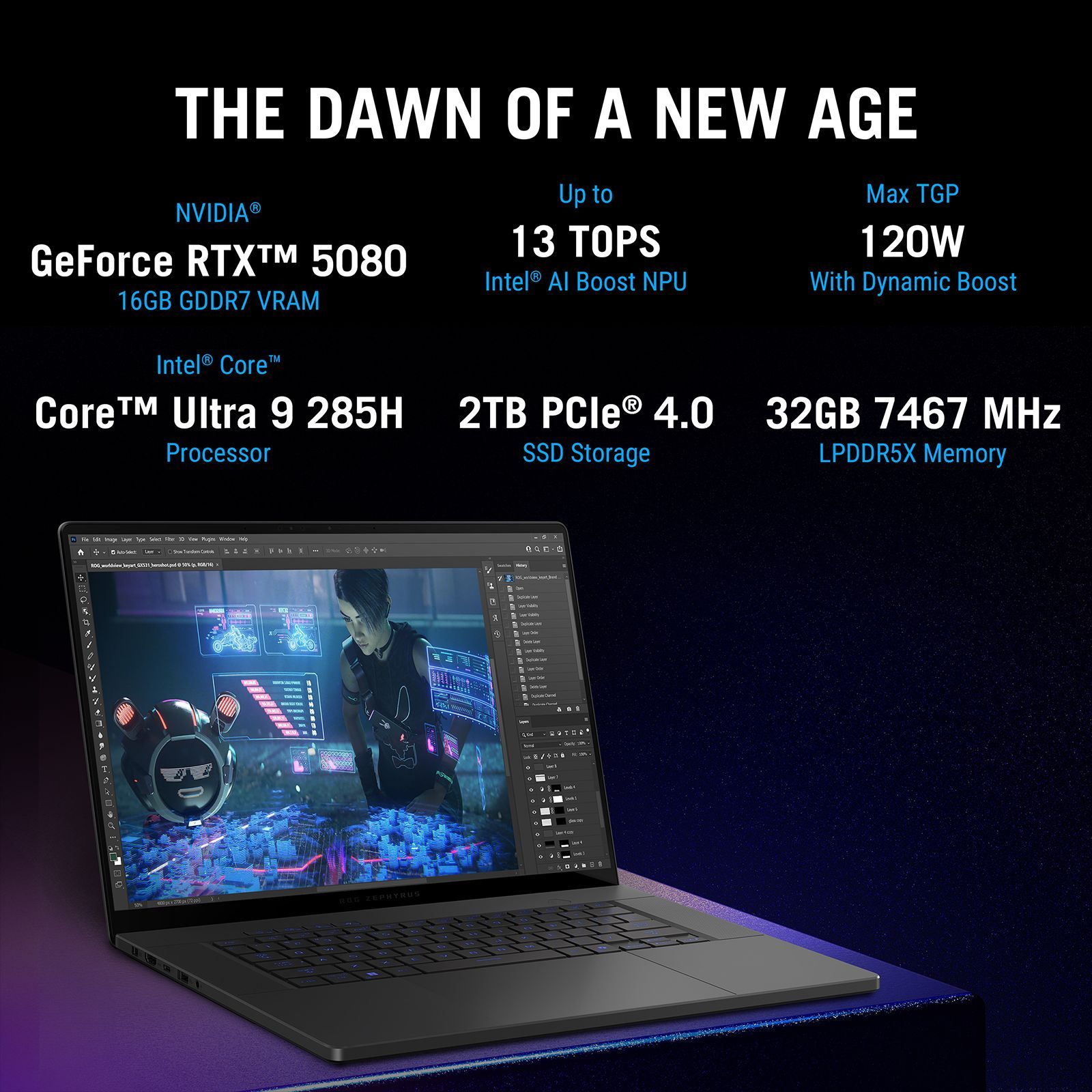 ASUS ROG Zephyrus G16 GU605CW-QR133WS Intel Core Ultra 9 Gaming Laptop (32GB, 2TB SSD, Windows 11 Home, 16GB Graphics, 16 inch 240Hz 2.5K OLED WQXGA Display, NVIDIA GeForce RTX 5080, MS Office Home 2024, Eclipse Gray, 1.95 KG)_2