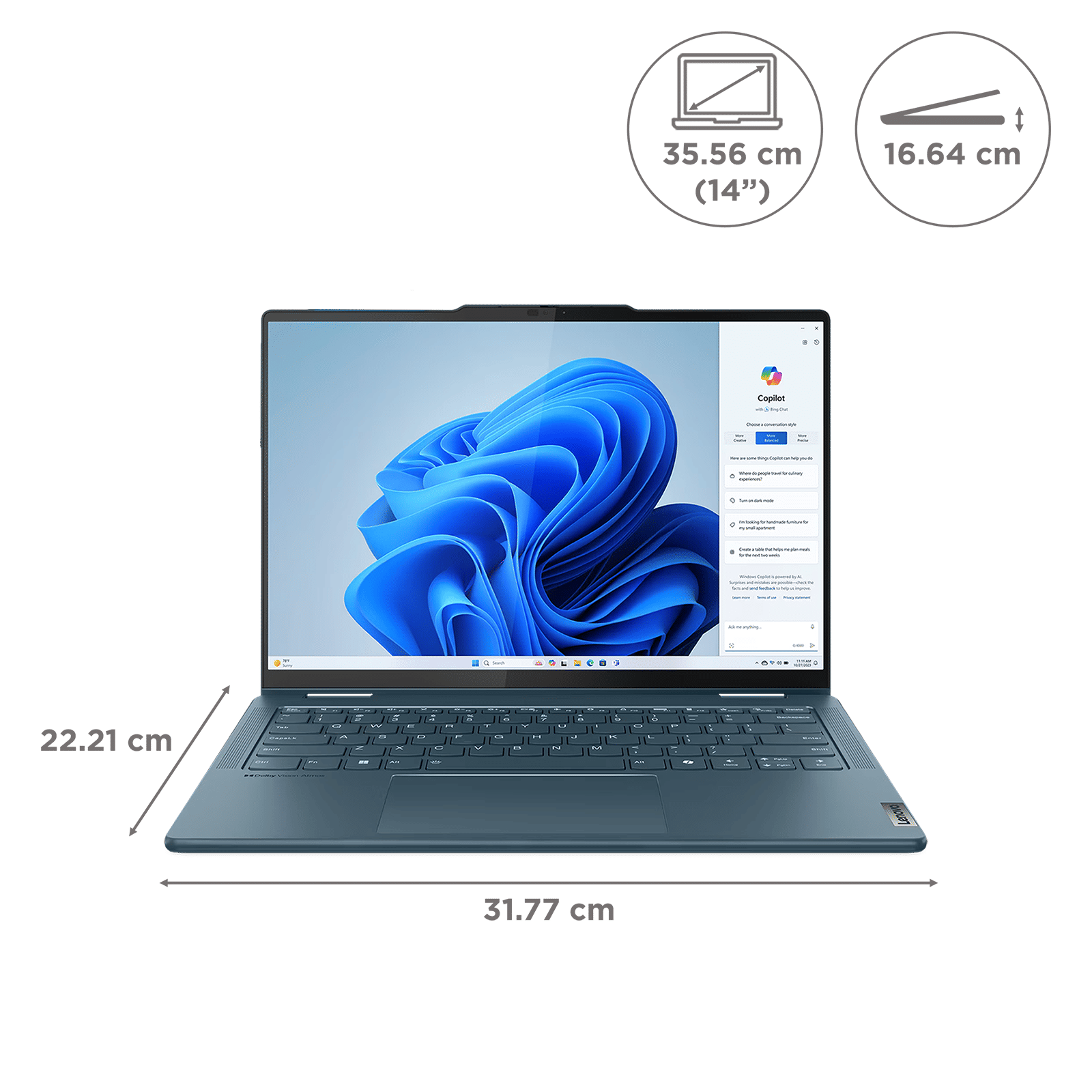Lenovo Yoga 7 14IML9 Intel Core Ultra 5 Touchscreen 2-in-1 Laptop (16GB, 512GB SSD, Windows 11 Home, 14 inch WUXGA OLED Display, MS Office Home 2024, Tidal Teal, 1.49 KG)_2