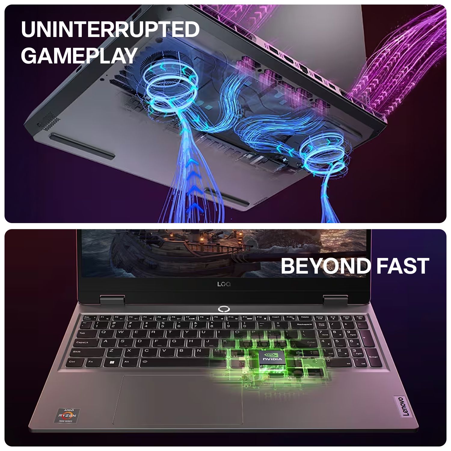 Lenovo LOQ 15ARP9 AMD Ryzen 5 Gaming Laptop (12GB, 512GB SSD, Windows 11 Home, 4GB Graphics, 15.6 inch 144 Hz Full HD IPS Display, NVIDIA GeForce RTX 3050A, MS Office Home 2024, Luna Grey, 2.38 KG)_4