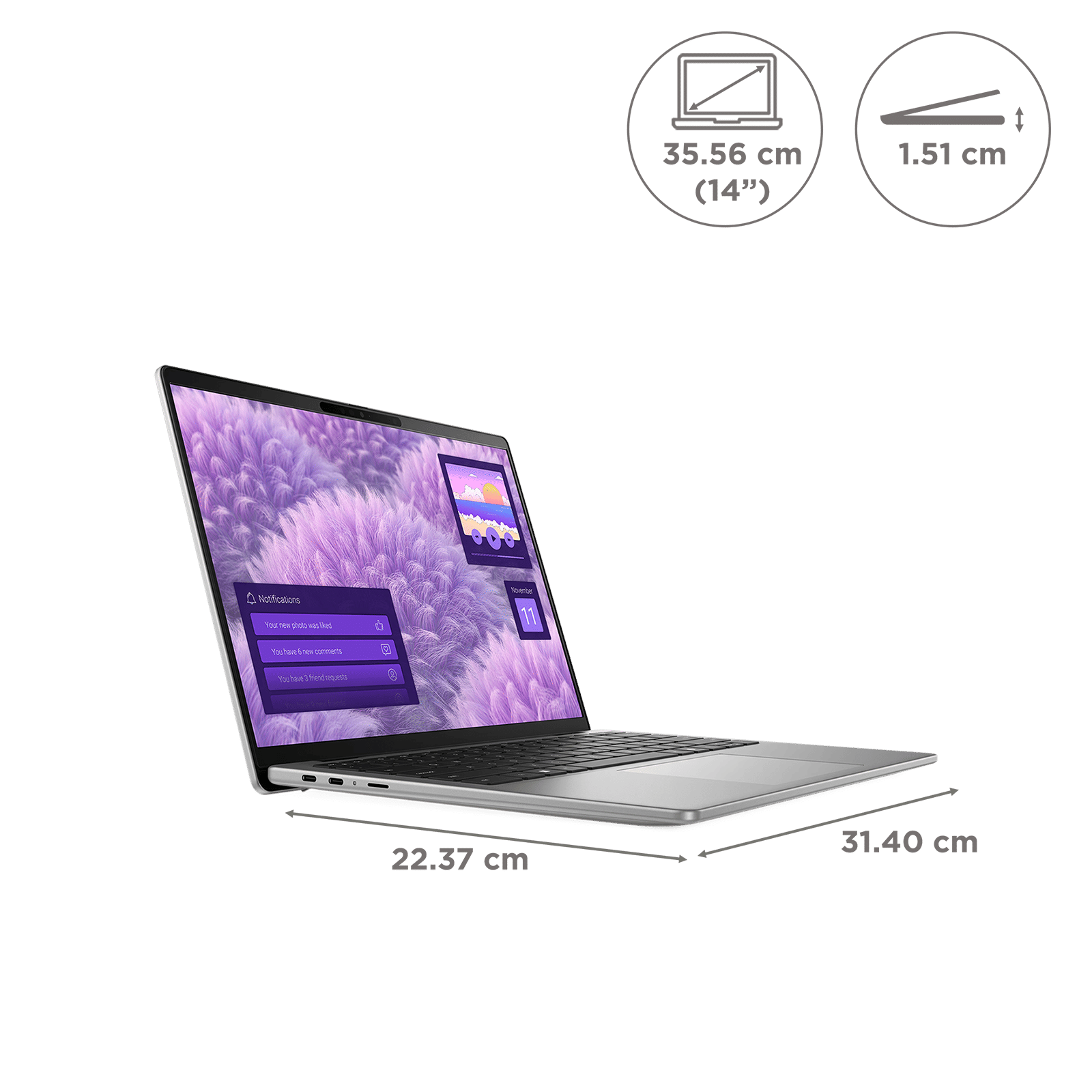 Dell Inspiron Qualcomm Snapdragon X Plus Laptop (16GB, 512GB SSD, Windows 11 Home, 14 inch Full HD IPS Display, MS Office Home & Student 2021, Titan Grey, 1.53 KG)_2