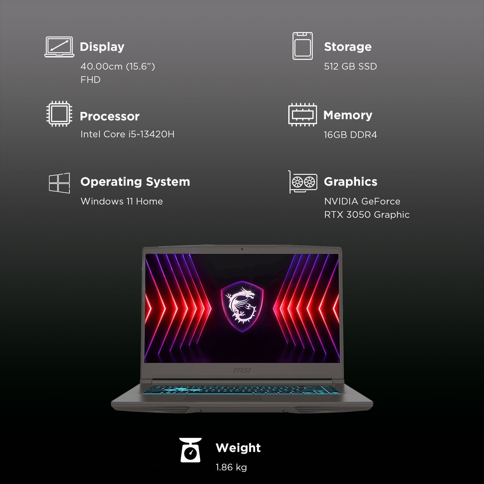 MSI Thin 15 B13UC-3231IN Intel Core i5 13th Gen Gaming Laptop (16GB, 512GB SSD, Windows 11 Home, 4GB Graphics, 15.6 inch 144 Hz Full HD Display, NVIDIA GeForce RTX 3050, MS Office Home 2021, Cosmos Gray, 1.86 KG) MSI Thin 15 B13UC-3231IN Intel Core i5 13th Gen Gaming Laptop (16GB, 512GB SSD, Windows 11 Home, 4GB Graphics, 15.6 inch 144 Hz Full HD Display, NVIDIA GeForce RTX 3050, MS Office Home 2021, Cosmos Gray, 1.86 KG)_9