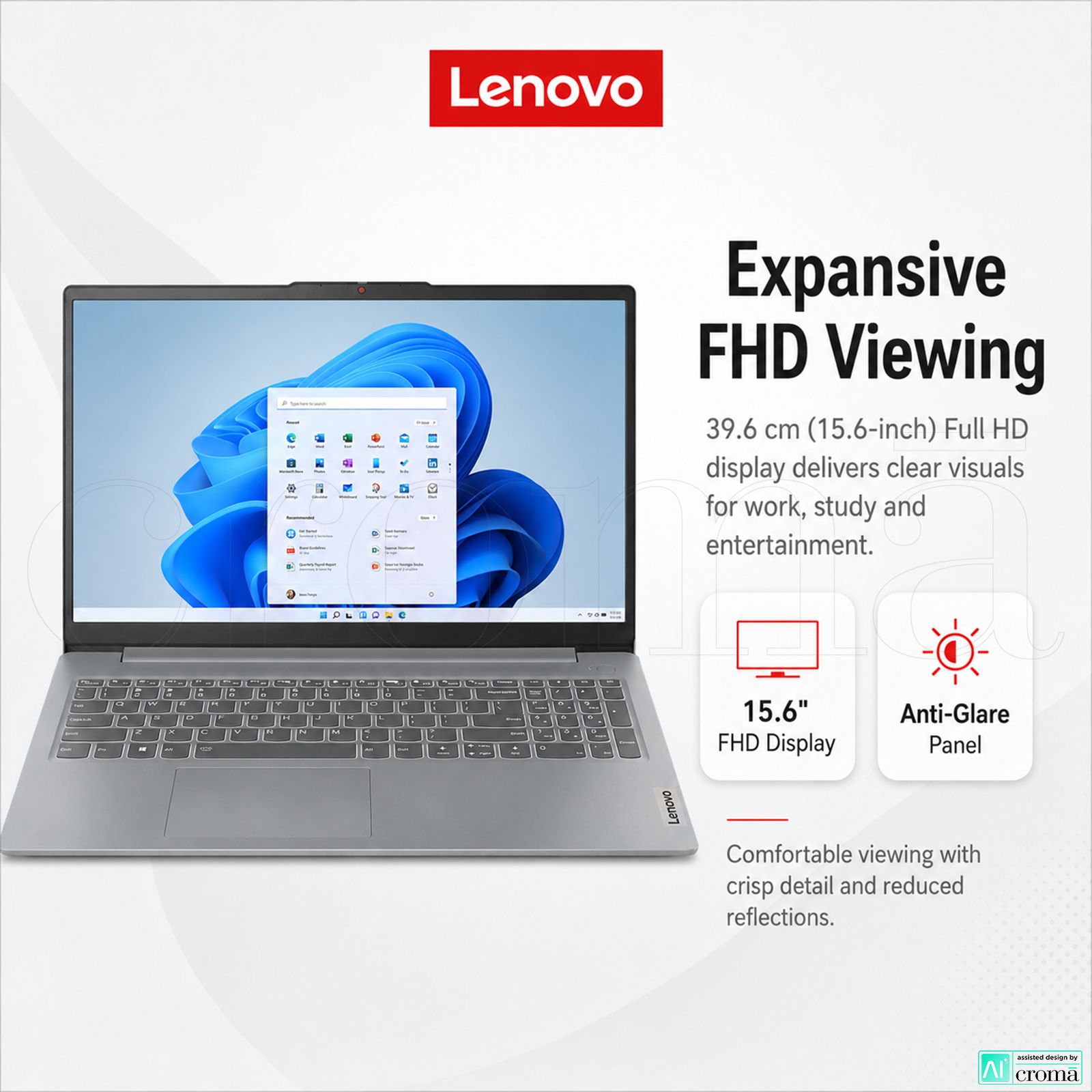 Lenovo IdeaPad Slim 3 15ABR8 AMD Ryzen 7 Thin & Light Laptop (16GB, 512GB SSD, Windows 11 Home, 15.6 inch Full HD Display, MS Office Home 2024, Arctic Grey, 1.62 KG)_5