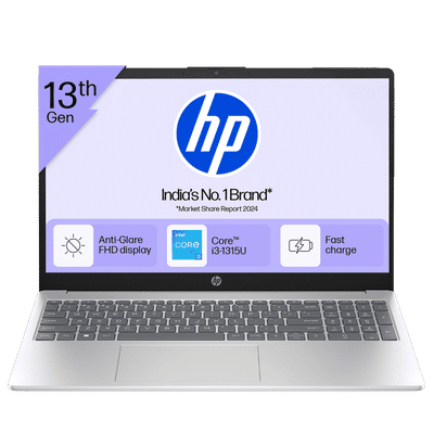 HP 15-fd0691TU Intel Core i3 13th Gen Thin & Light Laptop (12GB, 512GB SSD, Windows 11 Home, 15.6 inch Full HD Display, Natural Silver, 1.59 KG)