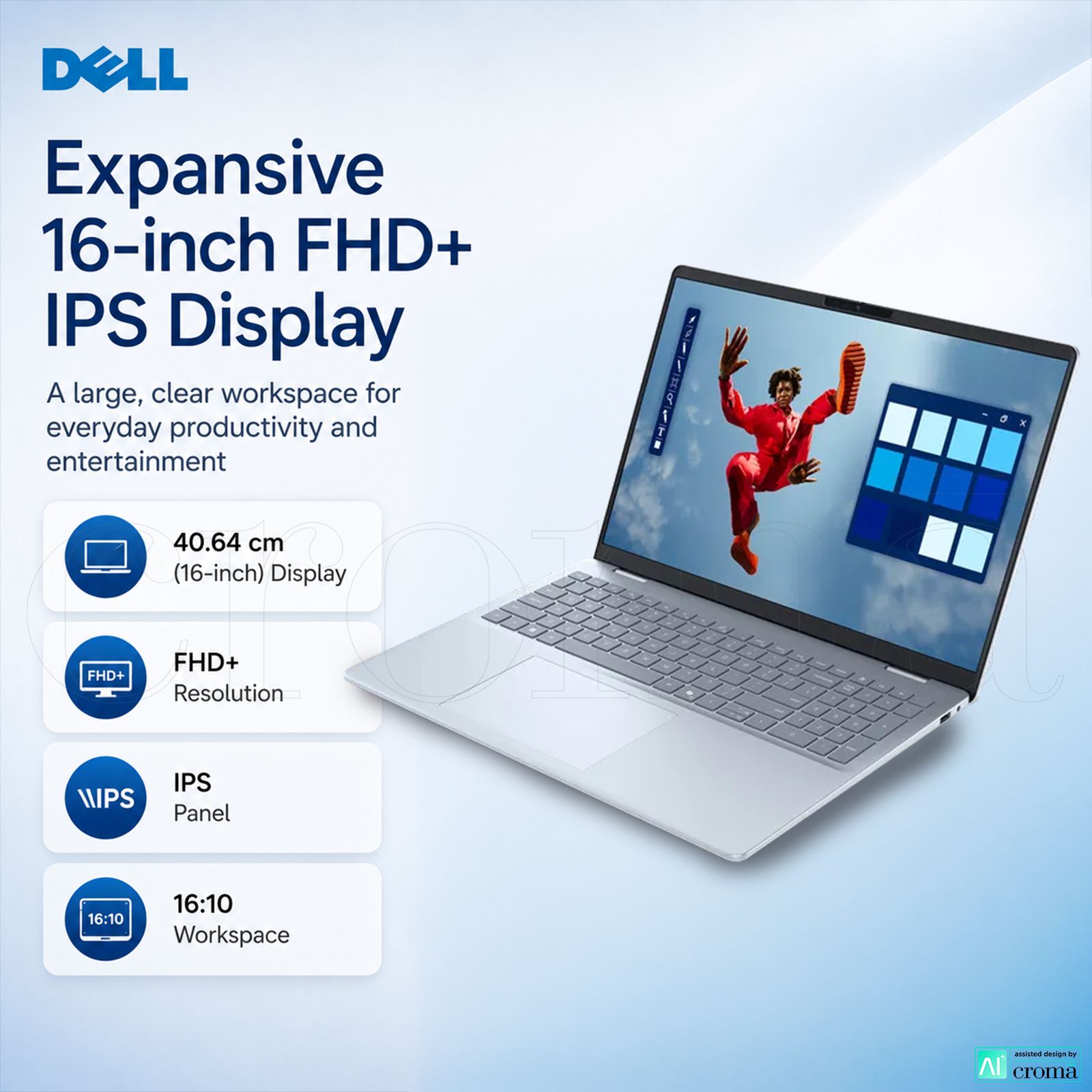 Dell 16 Plus Intel Core Ultra 5 Thin & Light Laptop (16GB, 512GB SSD, Windows 11 Home, 16 inch Full HD+ IPS Display, MS Office Home 2024, Ice Blue, 1.87 KG) Dell 16 Plus Intel Core Ultra 5 Thin & Light Laptop (16GB, 512GB SSD, Windows 11 Home, 16 inch Full HD+ IPS Display, MS Office Home 2024, Ice Blue, 1.87 KG)_3