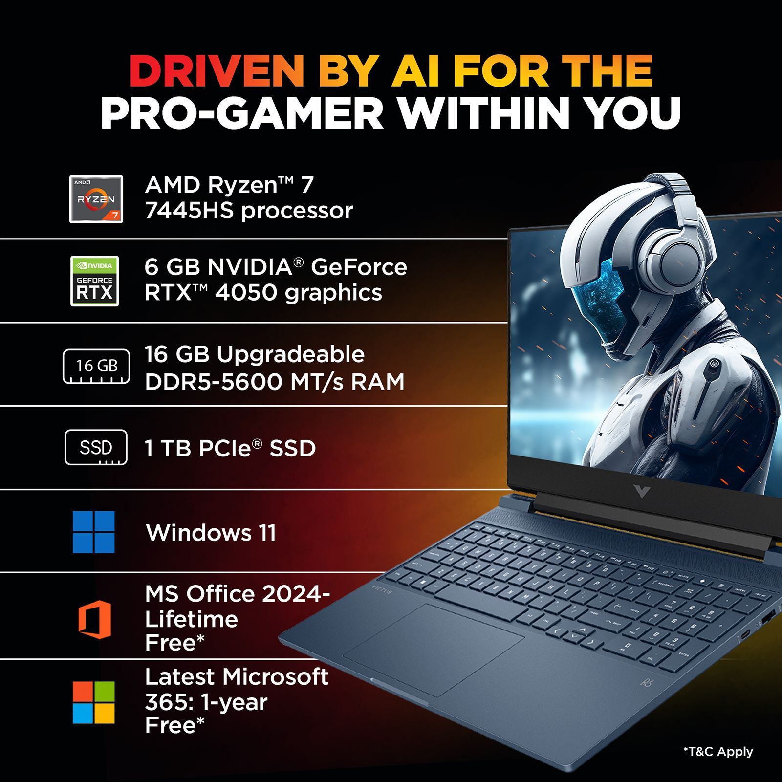 HP Victus 15-fb3162AX AMD Ryzen 7 Gaming Laptop (16GB, 1TB SSD, Windows 11 Home, 6GB Graphics, 15.6 inch 144 Hz Full HD IPS Display, NVIDIA GeForce RTX 4050, Performance Blue, 2.29 KG)_12