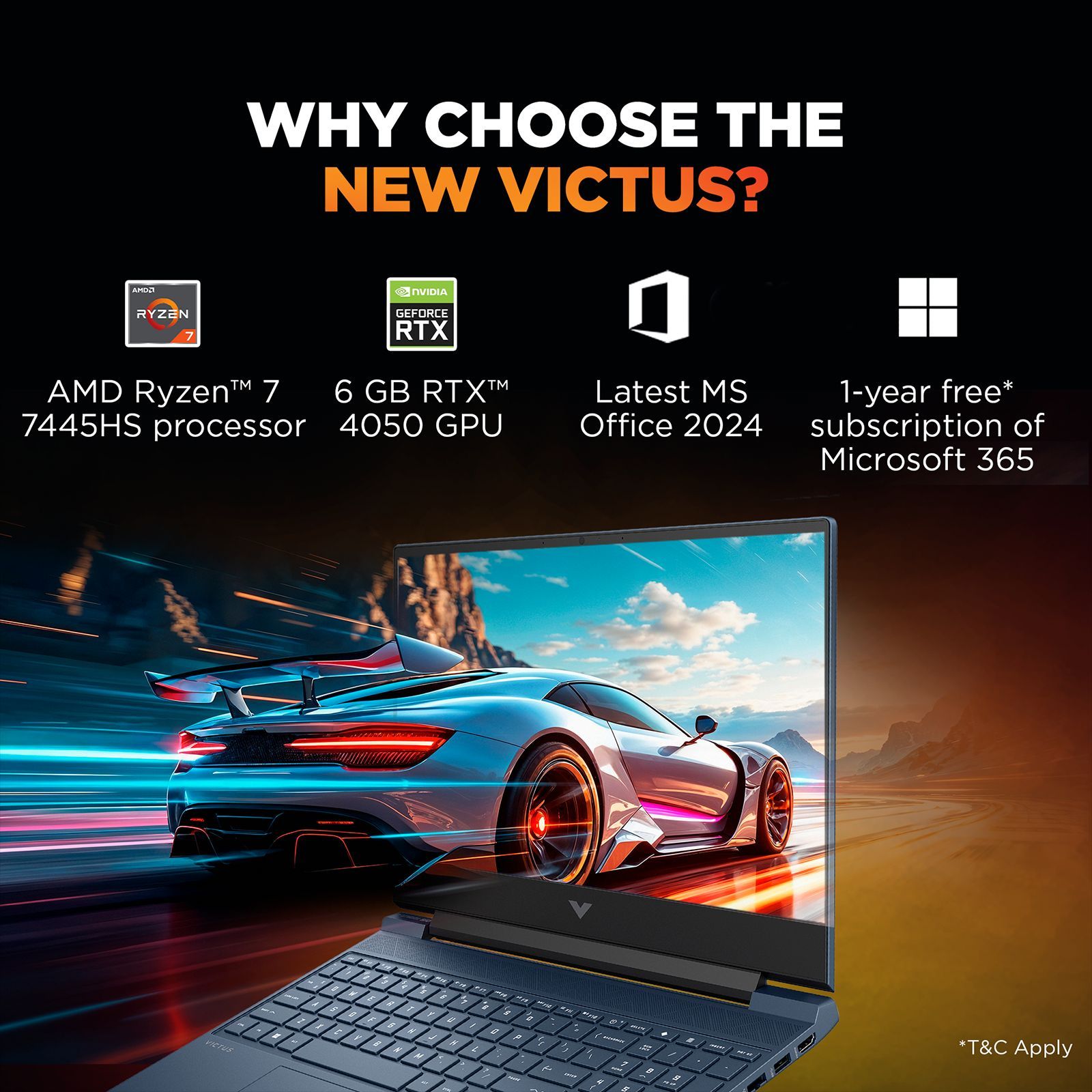 HP Victus 15-fb3162AX AMD Ryzen 7 Gaming Laptop (16GB, 1TB SSD, Windows 11 Home, 6GB Graphics, 15.6 inch 144 Hz Full HD IPS Display, NVIDIA GeForce RTX 4050, Performance Blue, 2.29 KG)_2