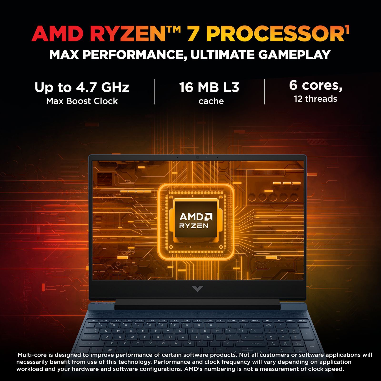 HP Victus 15-fb3162AX AMD Ryzen 7 Gaming Laptop (16GB, 1TB SSD, Windows 11 Home, 6GB Graphics, 15.6 inch 144 Hz Full HD IPS Display, NVIDIA GeForce RTX 4050, Performance Blue, 2.29 KG)_3