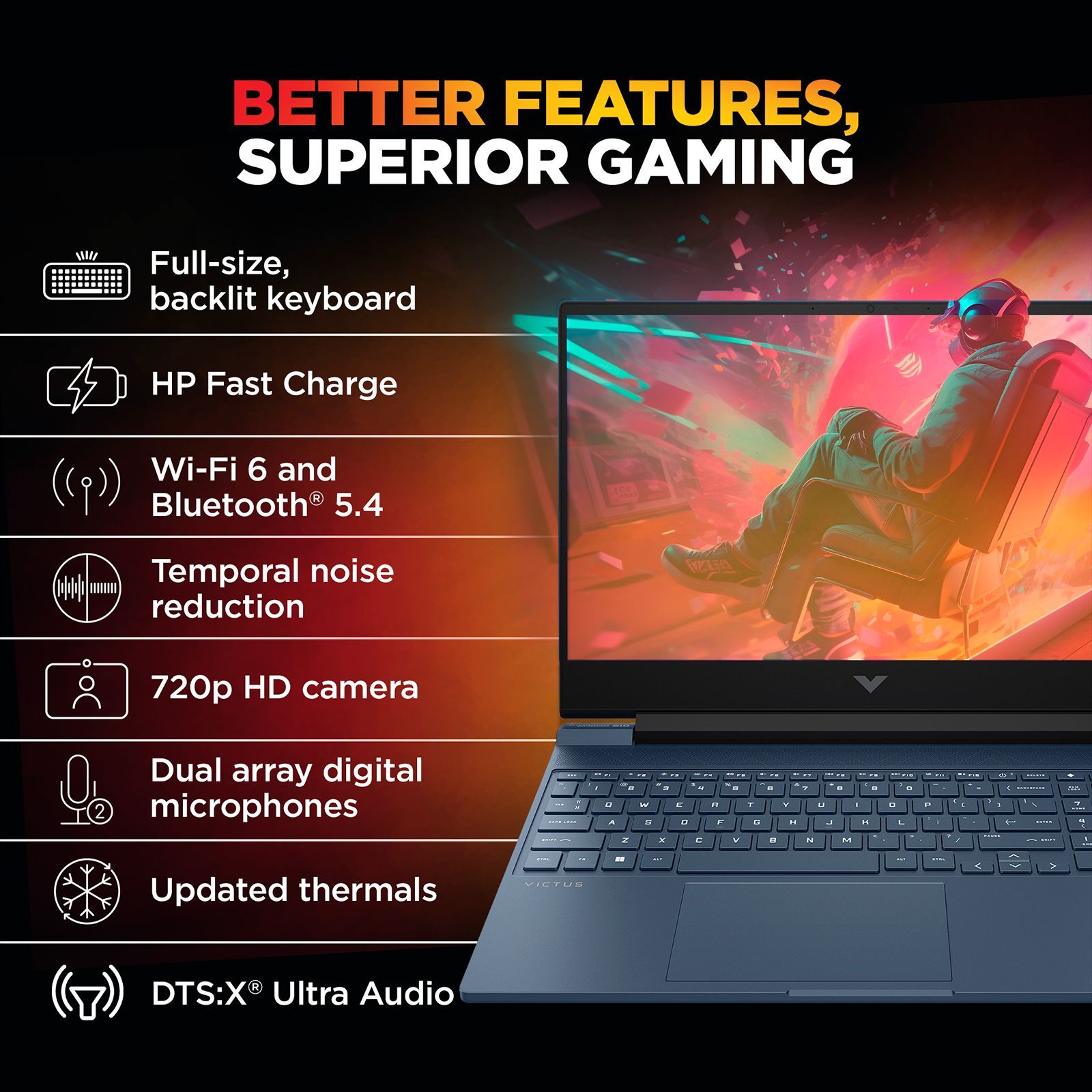HP Victus 15-fb3162AX AMD Ryzen 7 Gaming Laptop (16GB, 1TB SSD, Windows 11 Home, 6GB Graphics, 15.6 inch 144 Hz Full HD IPS Display, NVIDIA GeForce RTX 4050, Performance Blue, 2.29 KG)_6