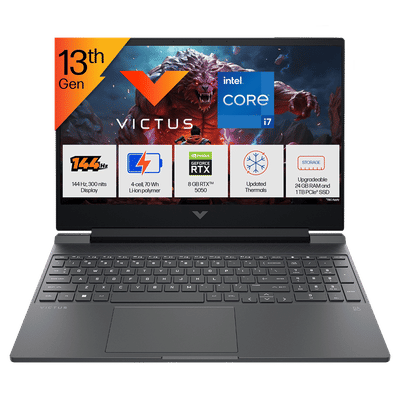 HP Victus 15-fa2309TX Intel Core i7 13th Gen
                      Gaming Laptop (24GB, 1TB SSD, Windows 11 Home, 8GB
                      Graphics, 15.6 Inch 144 Hz Full HD IPS Display,
                      NVIDIA GeForce RTX 5050, MS Office Home 2024, Mica
                      Silver, 2.29 KG)
