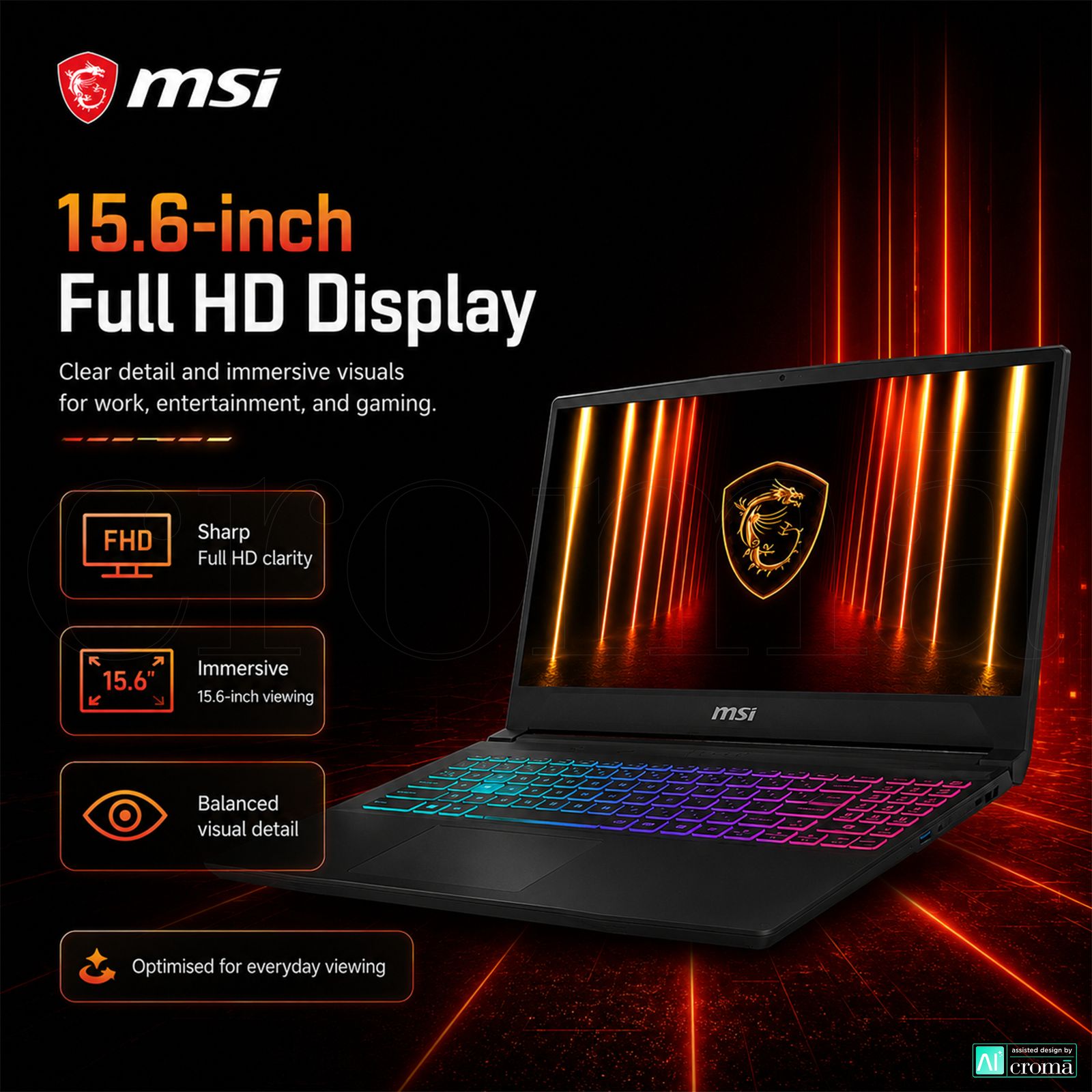 MSI Katana 15 HX B14WEK-642IN Intel Core i5 14th Gen Gaming Laptop (16GB, 512GB SSD, Windows 11 Home, 8GB Graphics, 15.6 inch 144 Hz Full HD Display, NVIDIA GeForce RTX 5050, MS Office Home 2024, Black, 2.55 KG)_3