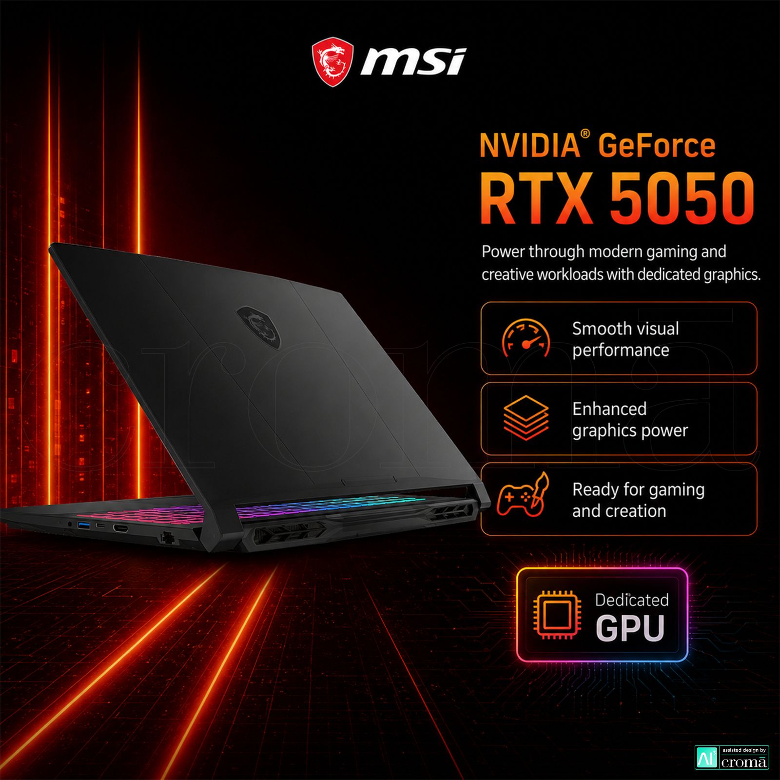 MSI Katana 15 HX B14WEK-642IN Intel Core i5 14th Gen Gaming Laptop (16GB, 512GB SSD, Windows 11 Home, 8GB Graphics, 15.6 inch 144 Hz Full HD Display, NVIDIA GeForce RTX 5050, MS Office Home 2024, Black, 2.55 KG)_5