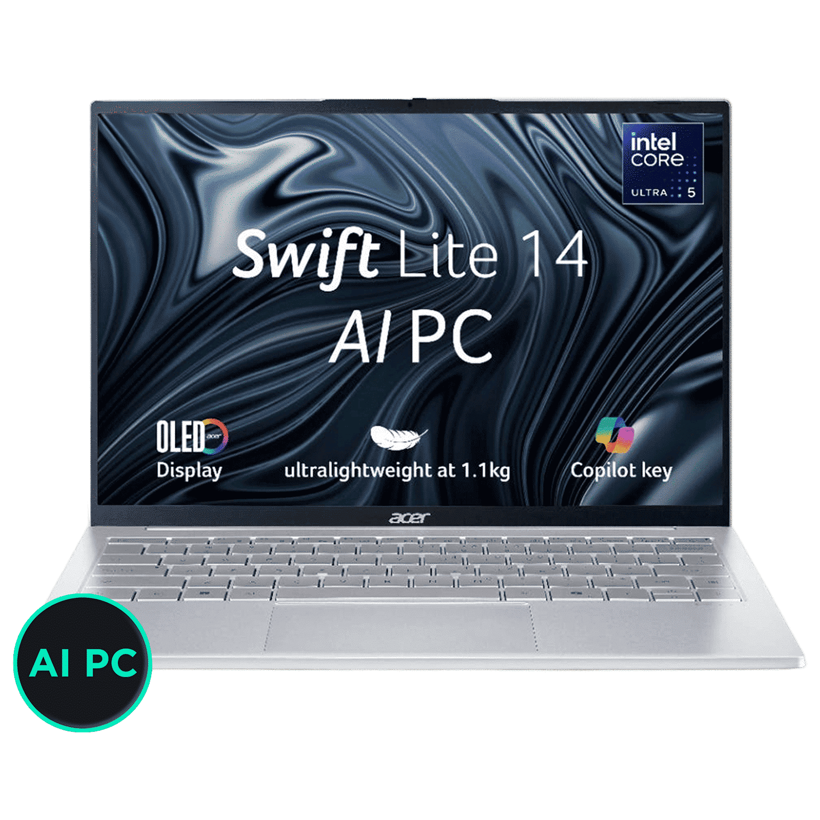 Acer Swift Lite 14 SFL14-54M Intel Core Ultra 5 Thin & Light Laptop (16GB RAM, 512GB SSD, Windows 11 Home, 14 inch WUXGA OLED Display, Microsoft Office, Light Silver, 1.10 KG) Acer Swift Lite 14 SFL14-54M Intel Core Ultra 5 Thin & Light Laptop (16GB RAM, 512GB SSD, Windows 11 Home, 14 inch WUXGA OLED Display, Microsoft Office, Light Silver, 1.10 KG)_1