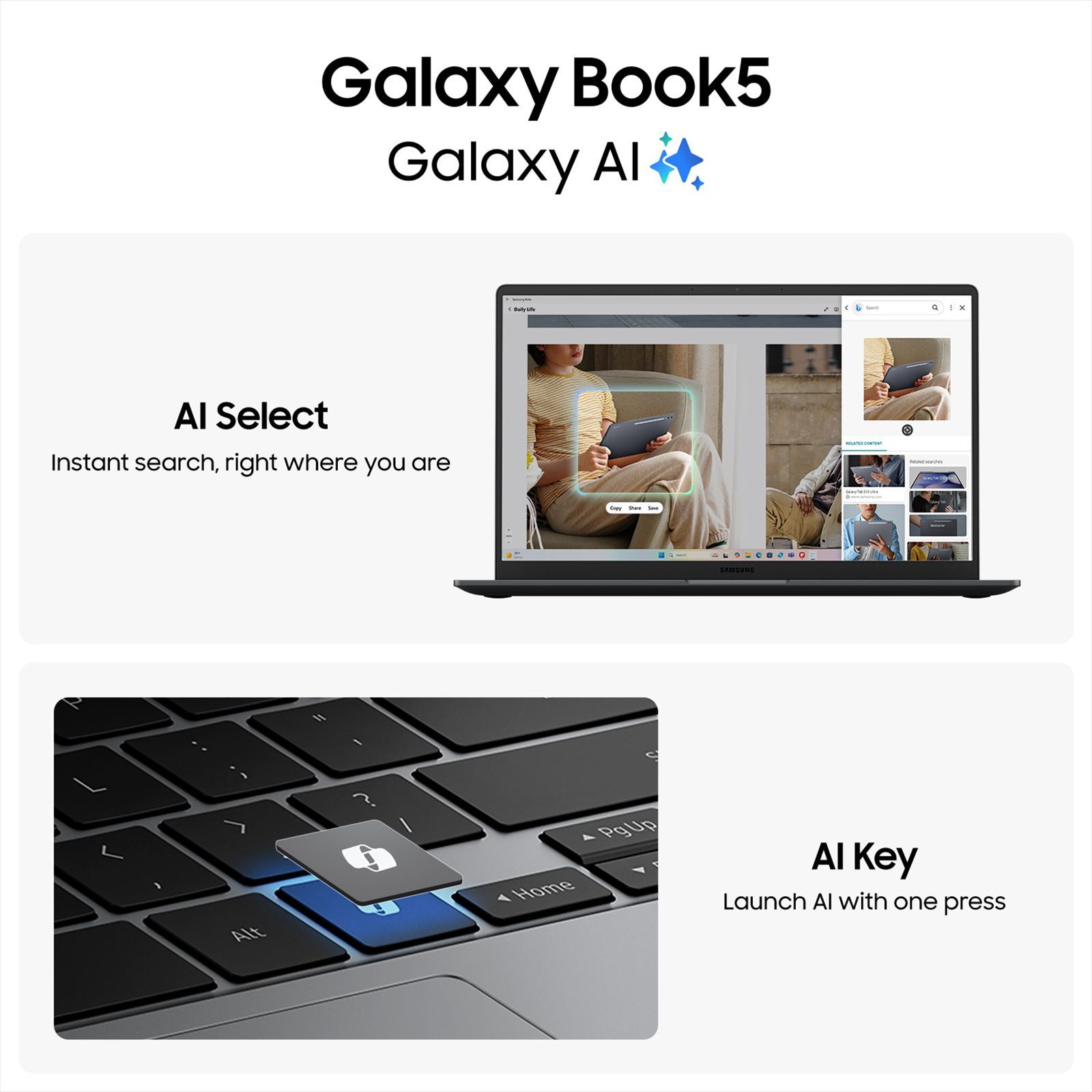 SAMSUNG Galaxy Book5 Intel Core Ultra 7 Thin & Light Laptop (16GB, 1TB SSD, Windows 11 Home, 15.6 inch Full HD IPS Display, MS Office Home 2024, Gray, 1.55 KG)_2
