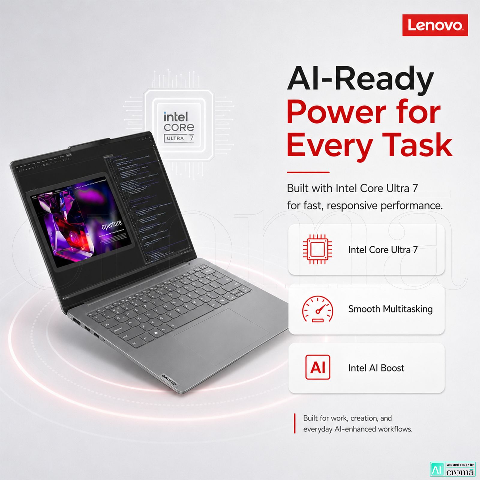 Lenovo Yoga Slim 7 14IMH9 Intel Core Ultra 7 Thin & Light Laptop (32GB, 1TB SSD, Windows 11 Home, 14 inch WUXGA OLED Display, MS Office Home 2024, Luna Grey, 1.39 KG)_6
