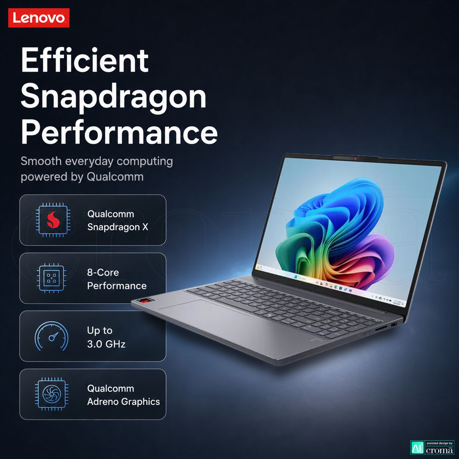 Lenovo IdeaPad Slim 3 15Q8X10 Qualcomm Snapdragon X Thin & Light Laptop (16GB, 512GB SSD, Windows 11 Home, 15.3 inch WUXGA Display, MS Office Home 2024, Luna Grey, 1.55 KG)_3
