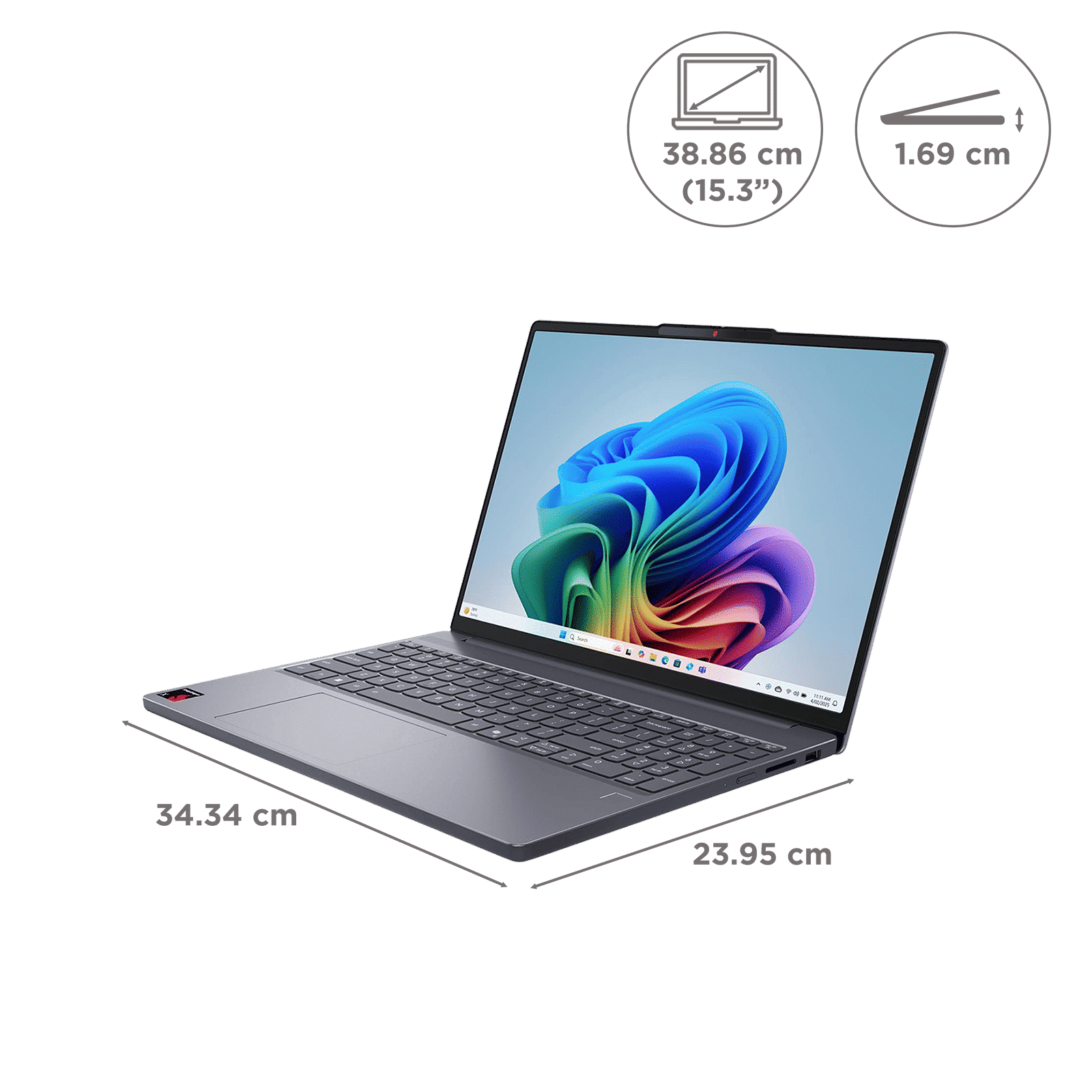 Lenovo IdeaPad Slim 3 15Q8X10 Qualcomm Snapdragon X Thin & Light Laptop (16GB, 512GB SSD, Windows 11 Home, 15.3 inch WUXGA Display, MS Office Home 2024, Luna Grey, 1.55 KG)_8