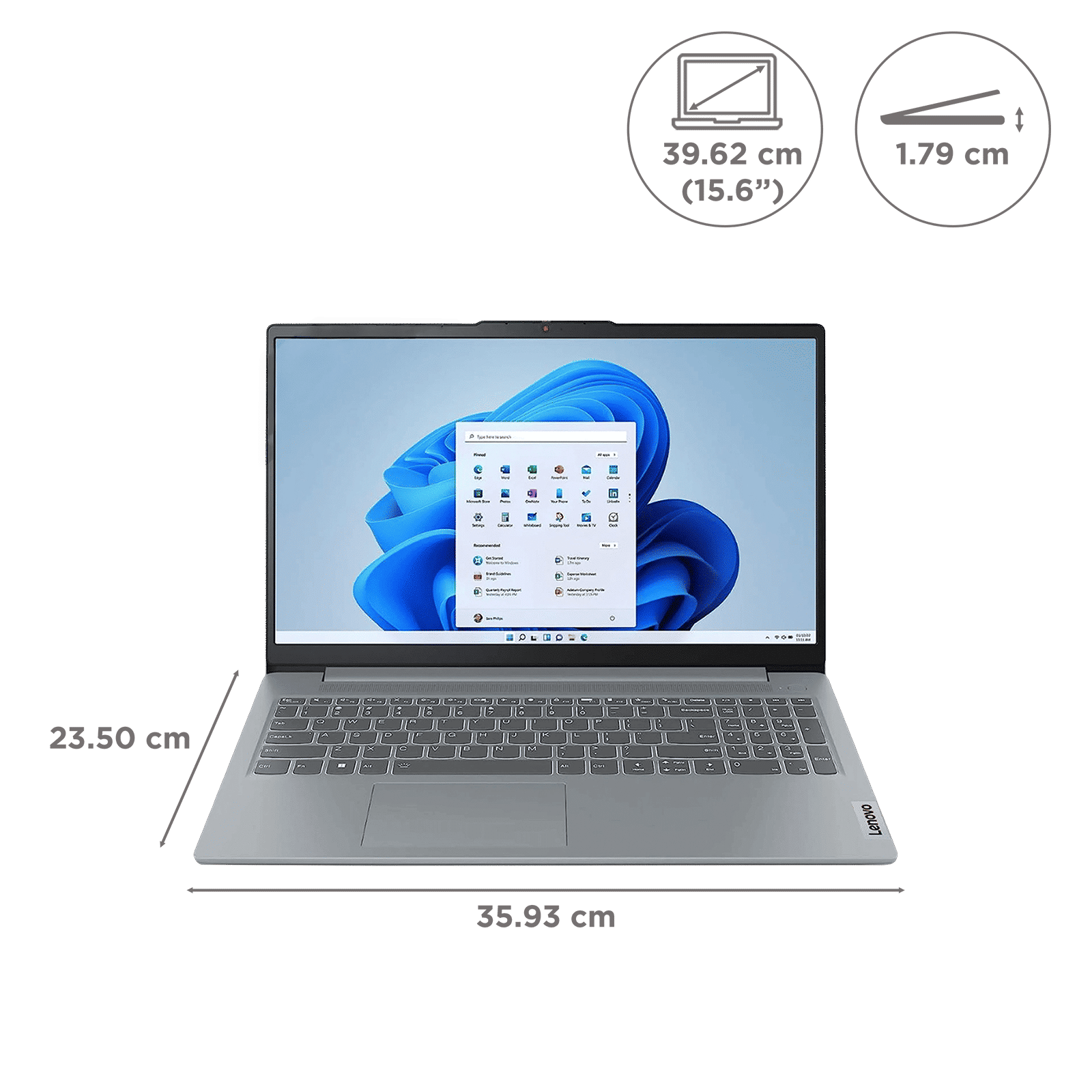 Lenovo IdeaPad Slim 3 15IRU8 Intel Core i3 13th Gen Thin & Light Laptop (8GB, 512GB SSD, Windows 11 Home, 15.6 inch Full HD Display, MS Office Home 2024, Arctic Grey, 1.62 KG)_2