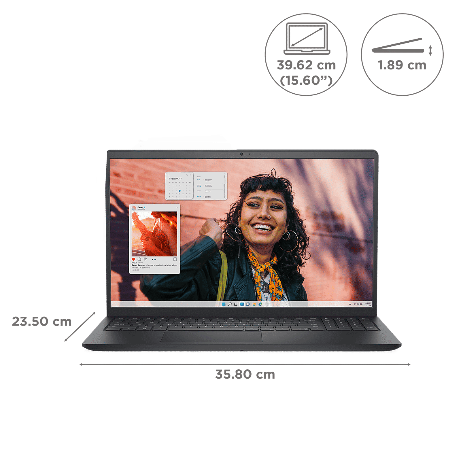 DELL DC 15250 Intel Core 3 Thin & Light Laptop (16GB, 512GB SSD, Windows 11, 15.6 inch Full HD Display, MS Office Home 2024, Carbon Black, 1.66 KG)_2