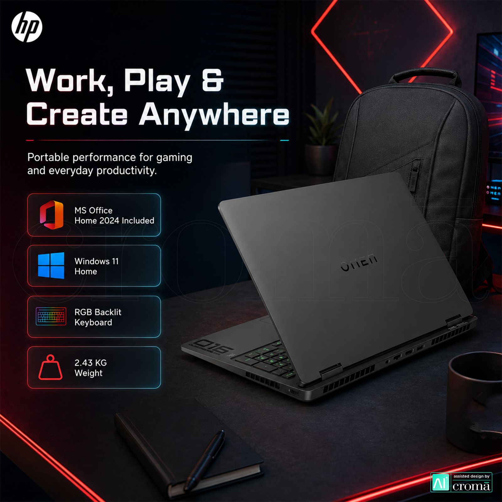 HP OMEN 16 Intel Core Ultra 7 Gaming Laptop (24GB, 1TB SSD, Windows 11 Home, 8GB Graphics, 16 inch 165 Hz 2K IPS Display, NVIDIA GeForce RTX 5060, MS Office Home 2024, Shadow Black, 2.43 KG)_7
