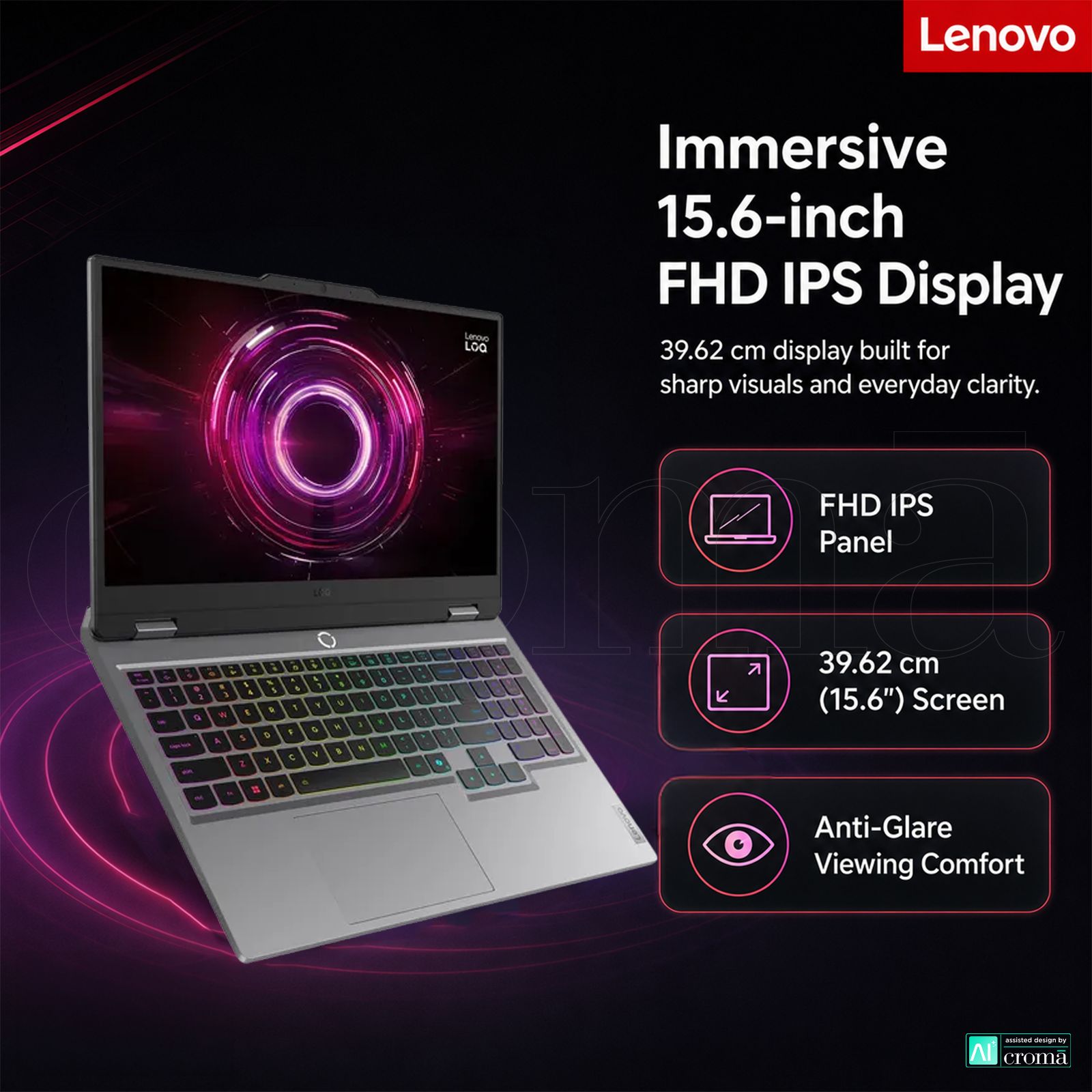 Lenovo LOQ 15AHP10 AMD Ryzen 7 Gaming Laptop (16GB, 1TB SSD, Windows 11 Home, 8GB Graphics, 15.6 Inch 144 Hz Full HD IPS Display, NVIDIA GeForce RTX 5060, MS Office Home 2024, Luna Grey, 2.4 KG)_3