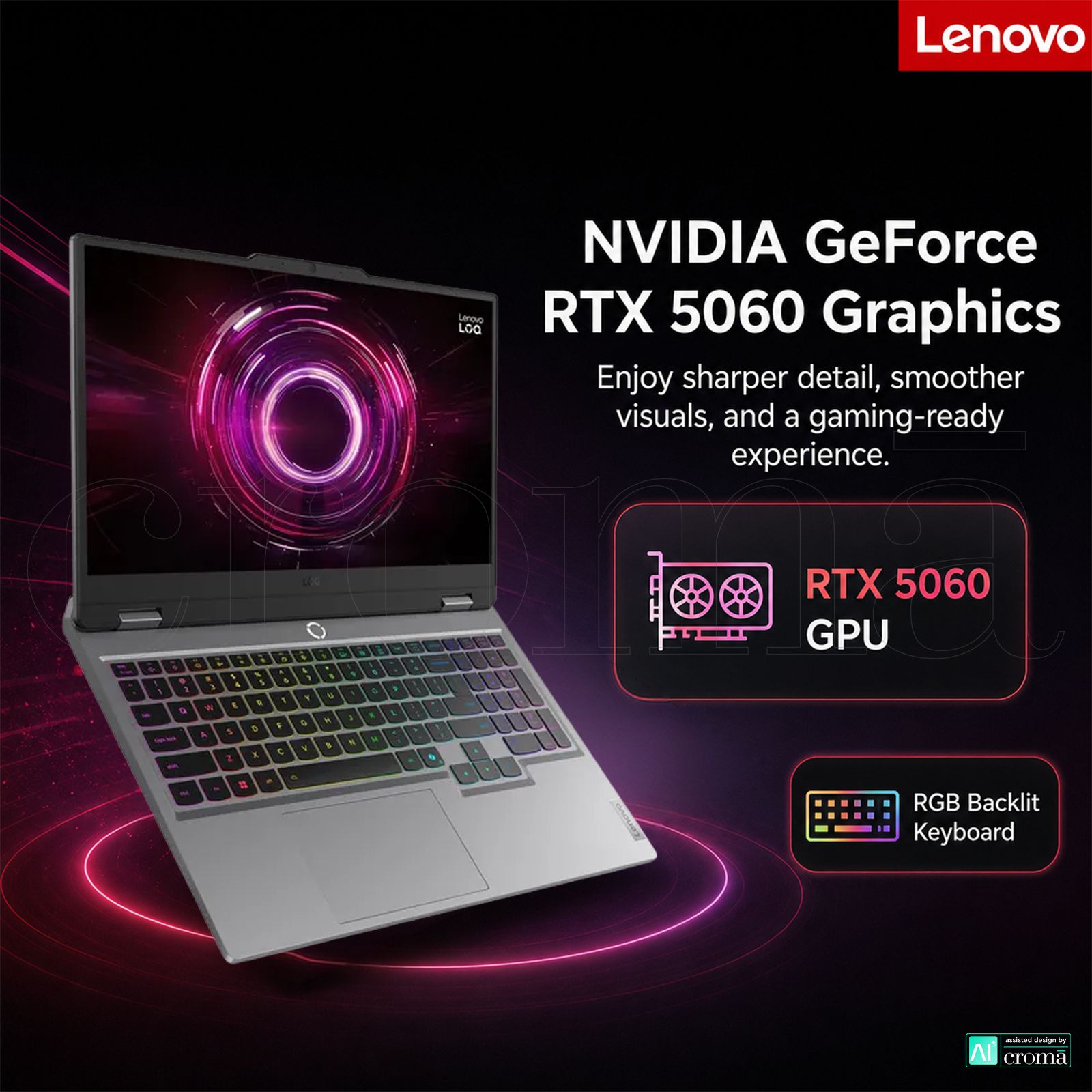Lenovo LOQ 15AHP10 AMD Ryzen 7 Gaming Laptop (16GB, 1TB SSD, Windows 11 Home, 8GB Graphics, 15.6 Inch 144 Hz Full HD IPS Display, NVIDIA GeForce RTX 5060, MS Office Home 2024, Luna Grey, 2.4 KG)_6