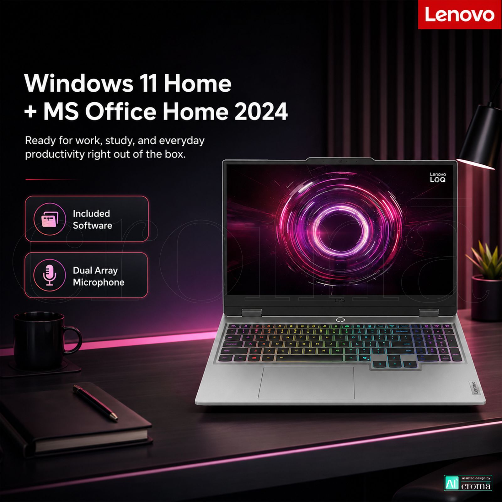 Lenovo LOQ 15AHP10 AMD Ryzen 7 Gaming Laptop (16GB, 1TB SSD, Windows 11 Home, 8GB Graphics, 15.6 Inch 144 Hz Full HD IPS Display, NVIDIA GeForce RTX 5060, MS Office Home 2024, Luna Grey, 2.4 KG)_7