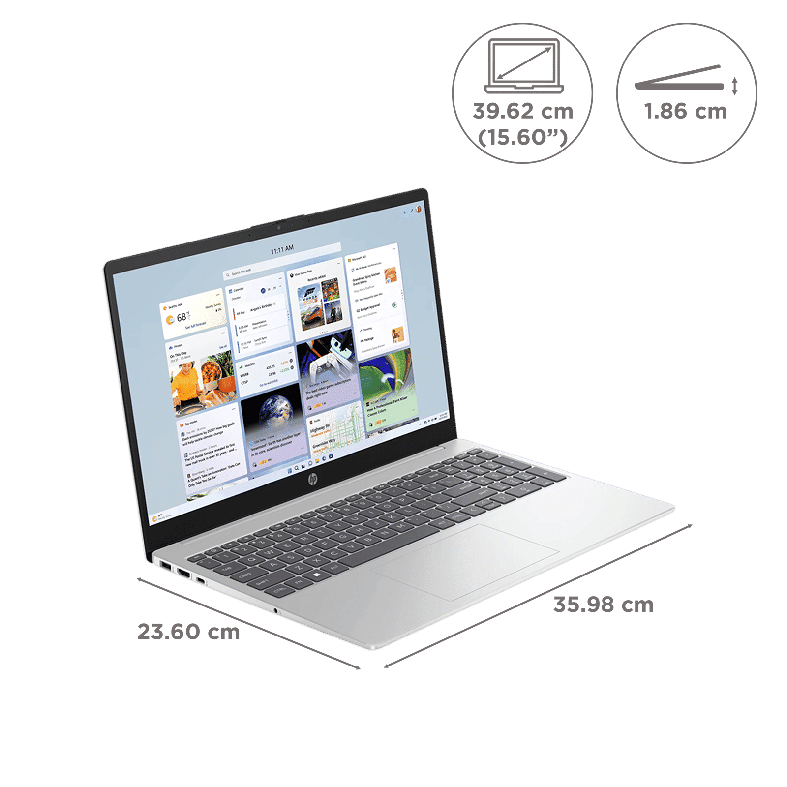 HP 15-fc0499AU AMD Ryzen 3 Laptop (8GB, 512GB SSD, Windows 11 Home, 15.6 inch Full HD IPS Display, MS Office, Natural Silver, 1.59 KG)_2