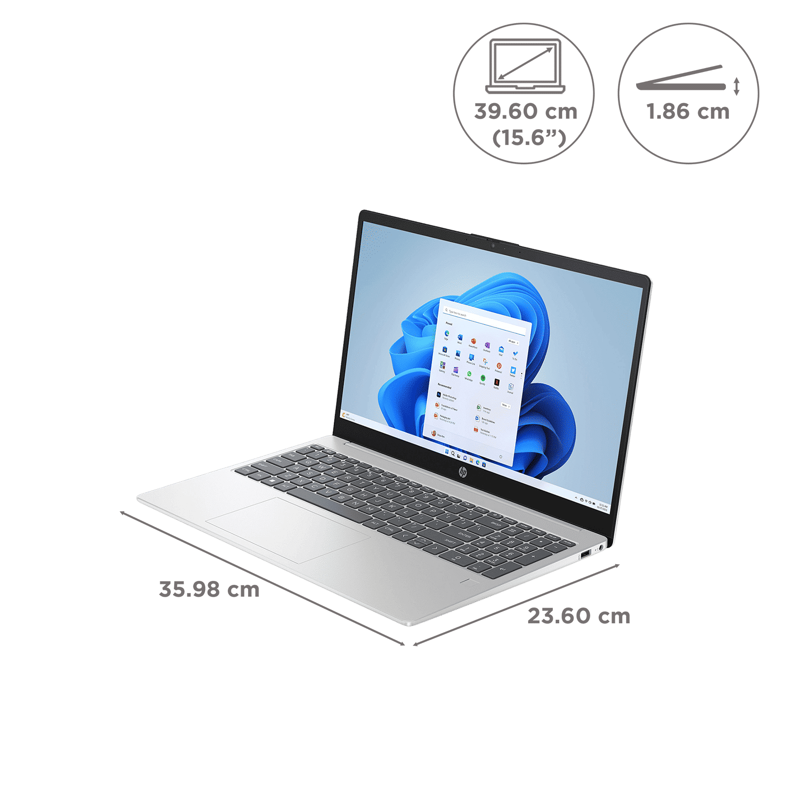 HP 15-HR0009TU Intel Core 5 120U 13th Gen Laptop (16GB, 512GB SSD, Windows 11 Home, 15.6 inch Full HD Display, MS Office Home 2024, Natural Silver, 1.59 KG)_8