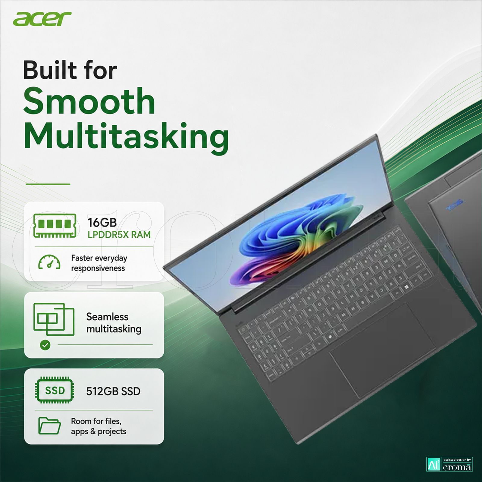 acer A16-11M Qualcomm Snapdragon X Laptop (16GB, 512GB SSD, Windows 11, 16 inch WUXGA Display, MS Office, Steel Grey, 1.7 KG) acer A16-11M Qualcomm Snapdragon X Laptop (16GB, 512GB SSD, Windows 11, 16 inch WUXGA Display, MS Office, Steel Grey, 1.7 KG)_4