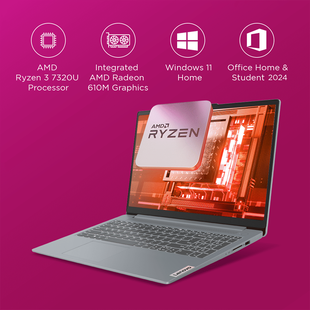 Lenovo IdeaPad Slim 3 15AMN8 AMD Ryzen 3 Laptop (8GB RAM, 512GB SSD, Windows 11 Home, 15.6 inch Full HD TN Display, MS Office Home 2024, Arctic Grey, 1.62 KG)_11