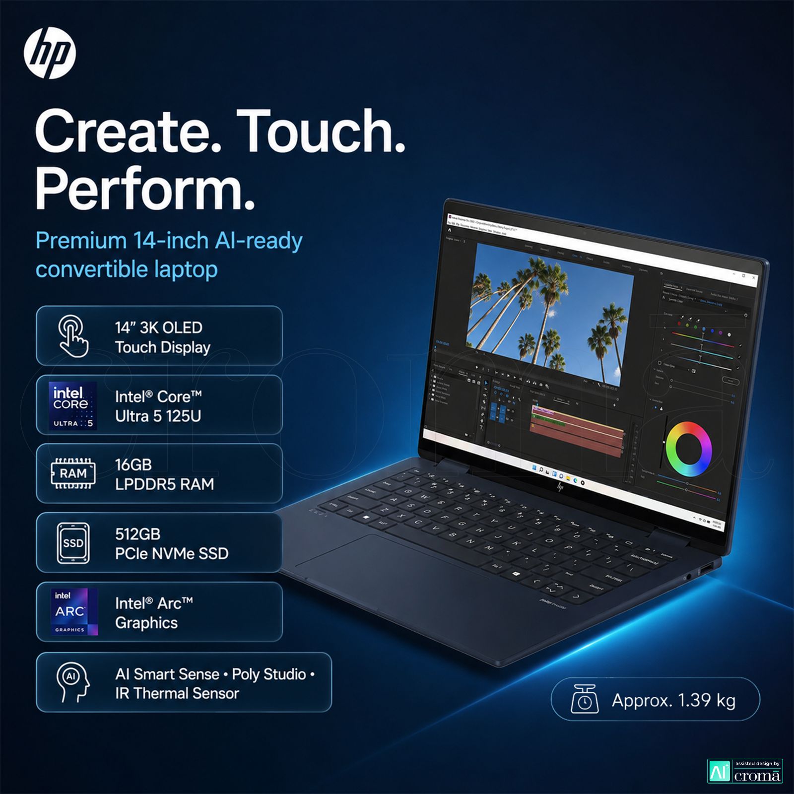 HP Envy x360 14-fc0178TU Intel Core Ultra 5 Touchscreen 2-in-1 Laptop (16GB, 512GB SSD, Windows 11 Home, 14 inch 3K OLED UWVA Display, MS Office 2024, Atmospheric Blue, 1.39 KG) HP Envy x360 14-fc0178TU Intel Core Ultra 5 Touchscreen 2-in-1 Laptop (16GB, 512GB SSD, Windows 11 Home, 14 inch 3K OLED UWVA Display, MS Office 2024, Atmospheric Blue, 1.39 KG)_2