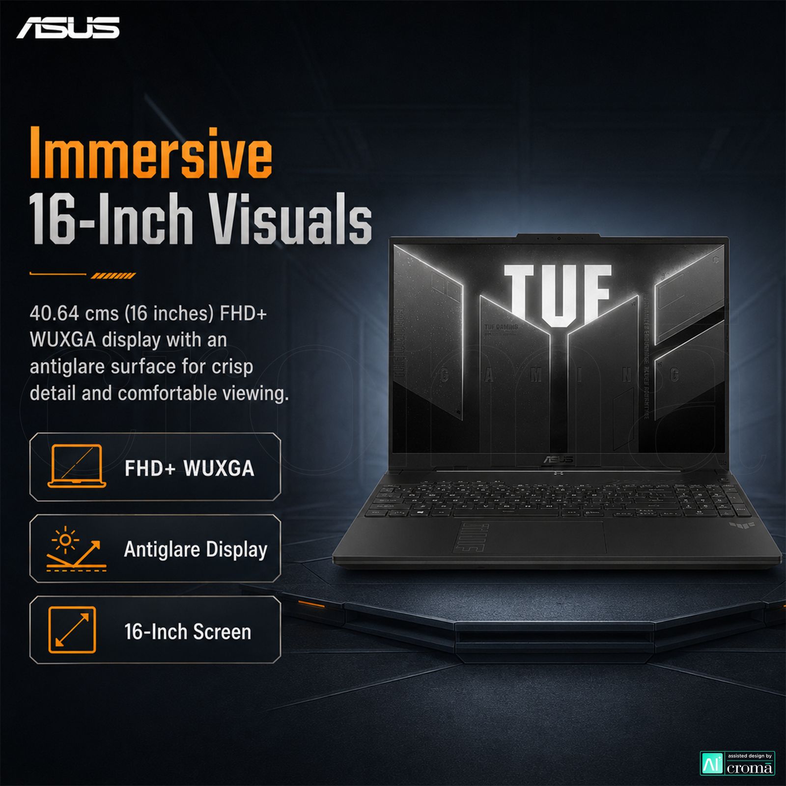 ASUS TUF A16 AMD Ryzen 7 7445HS Gaming Laptop (16GB, 512GB SSD, Windows 11 Home, 6GB Graphics, 16 inch 144 Hz Full HD Plus WUXGA Display, NVIDIA GeForce RTX 4050, MS Office 2024, Mecha Gray, 2.2 KG) ASUS TUF A16 AMD Ryzen 7 7445HS Gaming Laptop (16GB, 512GB SSD, Windows 11 Home, 6GB Graphics, 16 inch 144 Hz Full HD Plus WUXGA Display, NVIDIA GeForce RTX 4050, MS Office 2024, Mecha Gray, 2.2 KG)_3