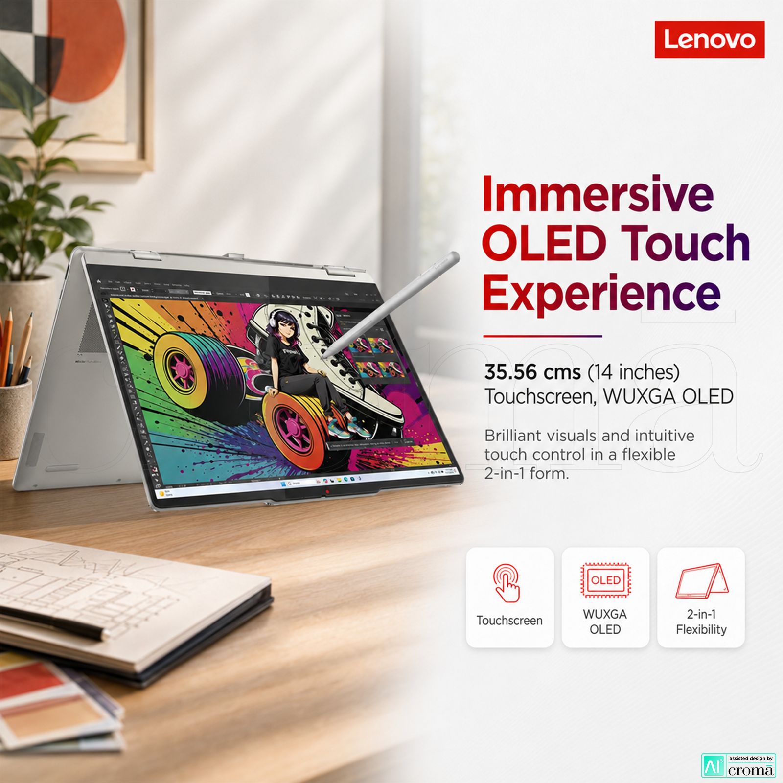Lenovo Yoga 7 14AKP10 AMD Ryzen AI 7 350 Touchscreen 2-in-1 Laptop (32GB, 1TB SSD, Windows 11 Home, 14 inch WUXGA OLED Display, MS Office Home 2024, Seashell, 1.38 KG) Lenovo Yoga 7 14AKP10 AMD Ryzen AI 7 350 Touchscreen 2-in-1 Laptop (32GB, 1TB SSD, Windows 11 Home, 14 inch WUXGA OLED Display, MS Office Home 2024, Seashell, 1.38 KG)_3