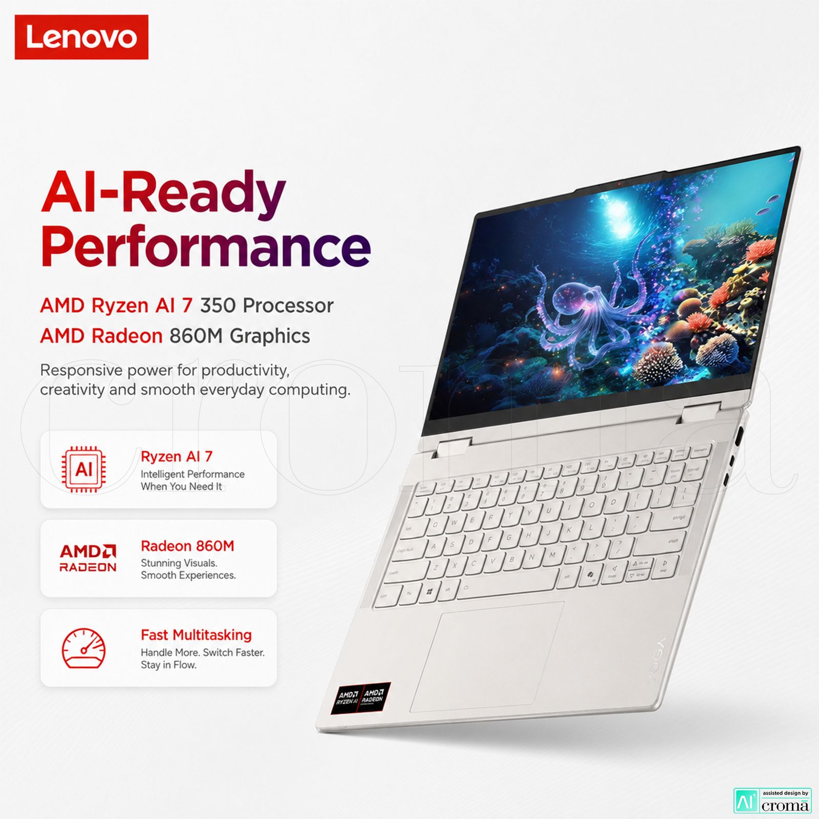 Lenovo Yoga 7 14AKP10 AMD Ryzen AI 7 350 Touchscreen 2-in-1 Laptop (32GB, 1TB SSD, Windows 11 Home, 14 inch WUXGA OLED Display, MS Office Home 2024, Seashell, 1.38 KG) Lenovo Yoga 7 14AKP10 AMD Ryzen AI 7 350 Touchscreen 2-in-1 Laptop (32GB, 1TB SSD, Windows 11 Home, 14 inch WUXGA OLED Display, MS Office Home 2024, Seashell, 1.38 KG)_4