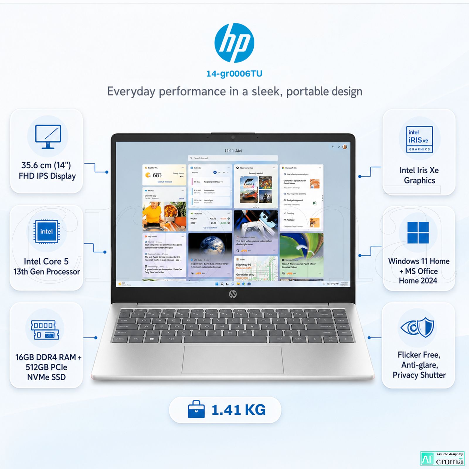 HP 14-gr0006TU Intel Core 5 13th Gen Thin & Light Laptop (16GB, 512GB SSD, Windows 11 Home, 14 inch Full HD IPS Display, MS Office 2024, Natural Silver, 1.41 KG) HP 14-gr0006TU Intel Core 5 13th Gen Thin & Light Laptop (16GB, 512GB SSD, Windows 11 Home, 14 inch Full HD IPS Display, MS Office 2024, Natural Silver, 1.41 KG)_2
