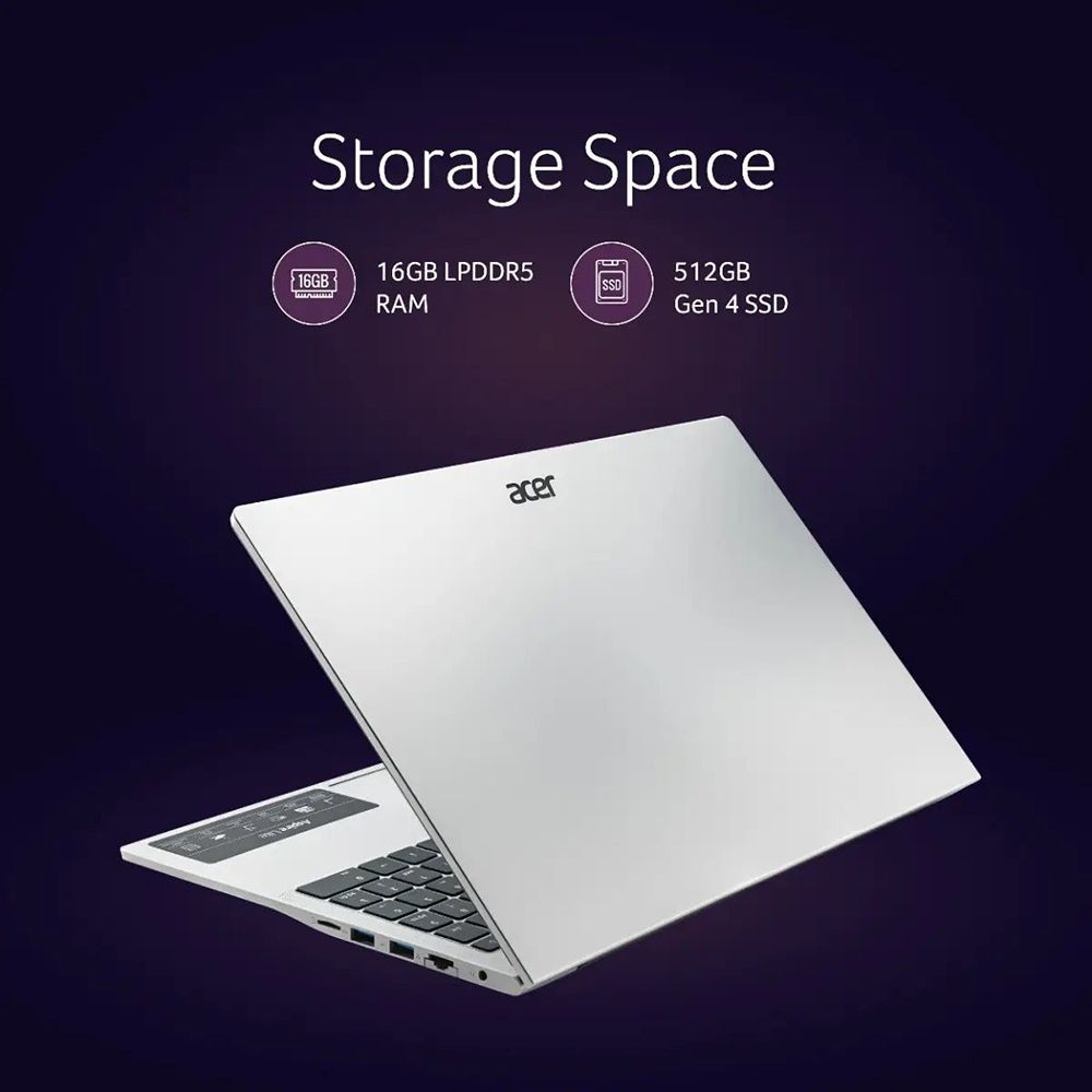 acer Aspire Lite Intel Core i5 13th Gen Thin & Light Laptop (16GB, 512GB SSD, Windows 11 Home, 15.6 inch Full HD IPS Display, MS Office, Pure Silver, 1.70 KG)_6