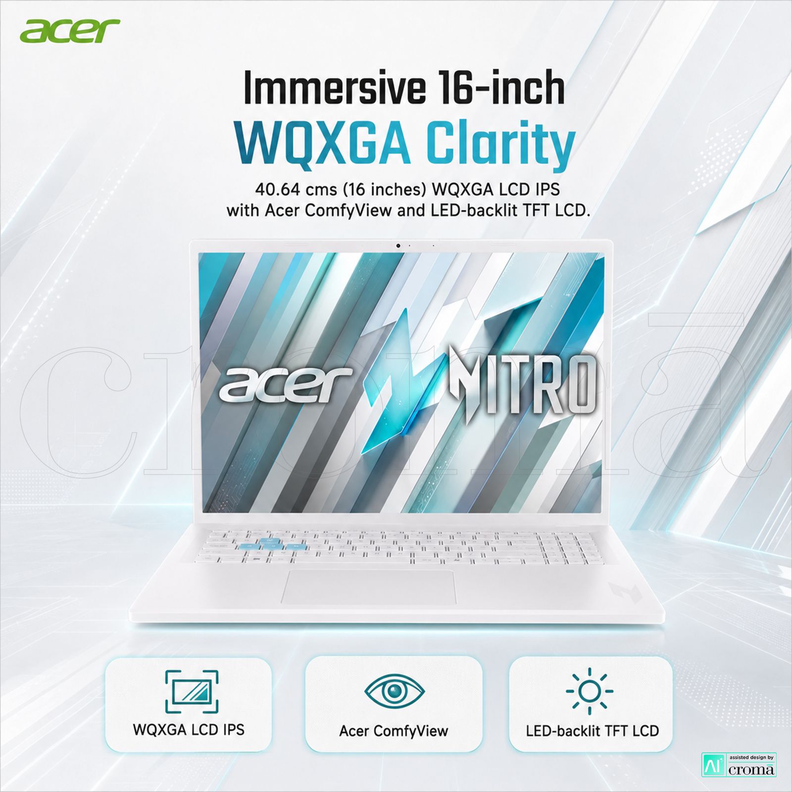 acer Nitro Lite Intel Core i5 13420H Gaming Laptop (16GB, 512GB SSD, Windows 11 Home, 6GB Graphics, 16 inch 165 Hz WQXGA LCD IPS Display, NVIDIA GeForce RTX 4050, MS Office Home 2024, Pearl White, 1.95 KG) acer Nitro Lite Intel Core i5 13420H Gaming Laptop (16GB, 512GB SSD, Windows 11 Home, 6GB Graphics, 16 inch 165 Hz WQXGA LCD IPS Display, NVIDIA GeForce RTX 4050, MS Office Home 2024, Pearl White, 1.95 KG)_3