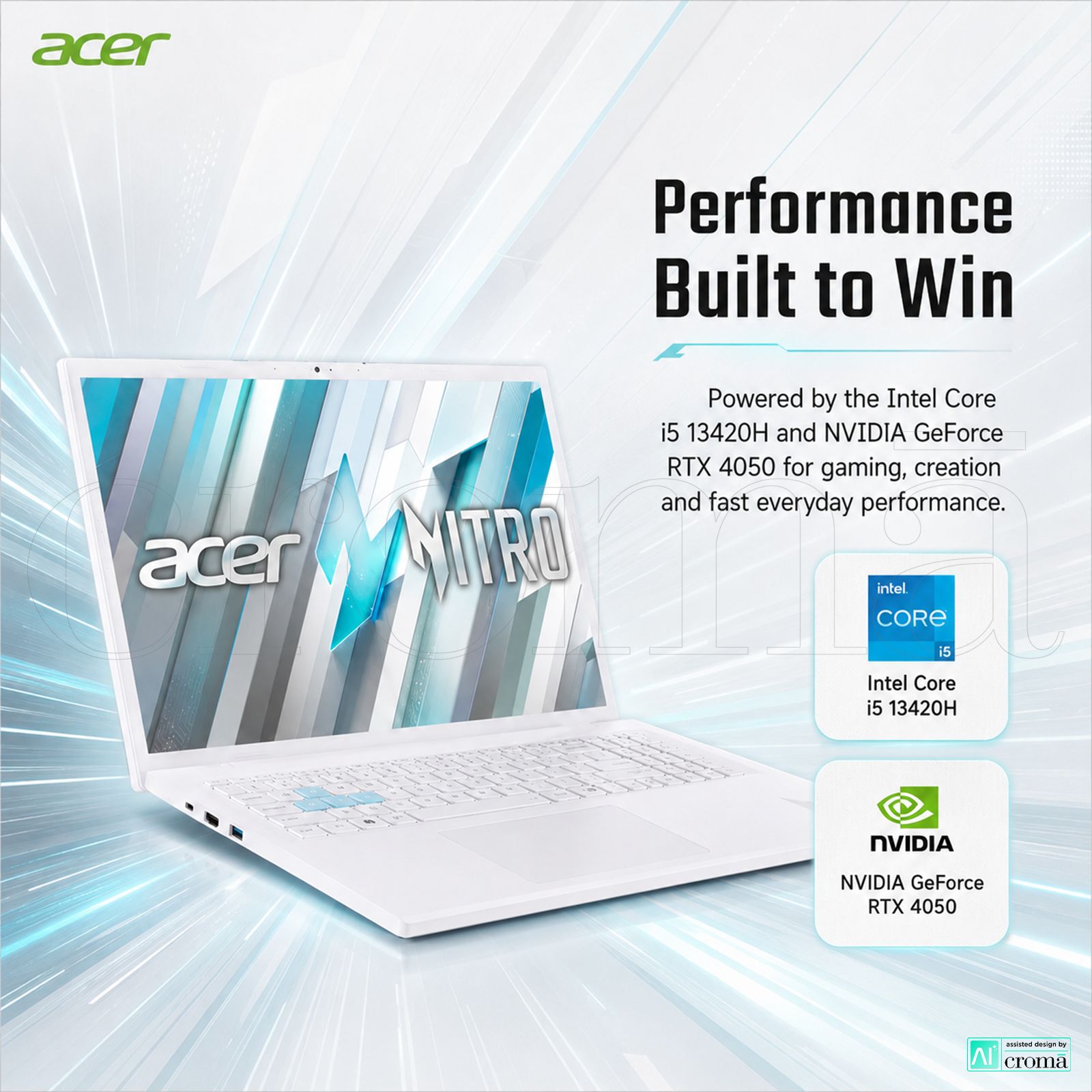 acer Nitro Lite Intel Core i5 13420H Gaming Laptop (16GB, 512GB SSD, Windows 11 Home, 6GB Graphics, 16 inch 165 Hz WQXGA LCD IPS Display, NVIDIA GeForce RTX 4050, MS Office Home 2024, Pearl White, 1.95 KG) acer Nitro Lite Intel Core i5 13420H Gaming Laptop (16GB, 512GB SSD, Windows 11 Home, 6GB Graphics, 16 inch 165 Hz WQXGA LCD IPS Display, NVIDIA GeForce RTX 4050, MS Office Home 2024, Pearl White, 1.95 KG)_4