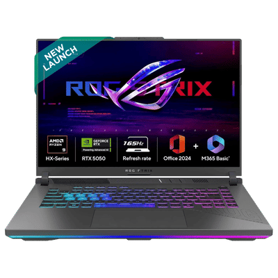 ASUS ROG Strix G16 AMD Ryzen 9 Gaming Laptop (16GB, 1TB SSD, Windows 11 Home, 16 inch 165 Hz WUXGA IPS Display, NVIDIA GeForce RTX 5050, MS Office Home 2024, Eclipse Gray, 2.5 KG)