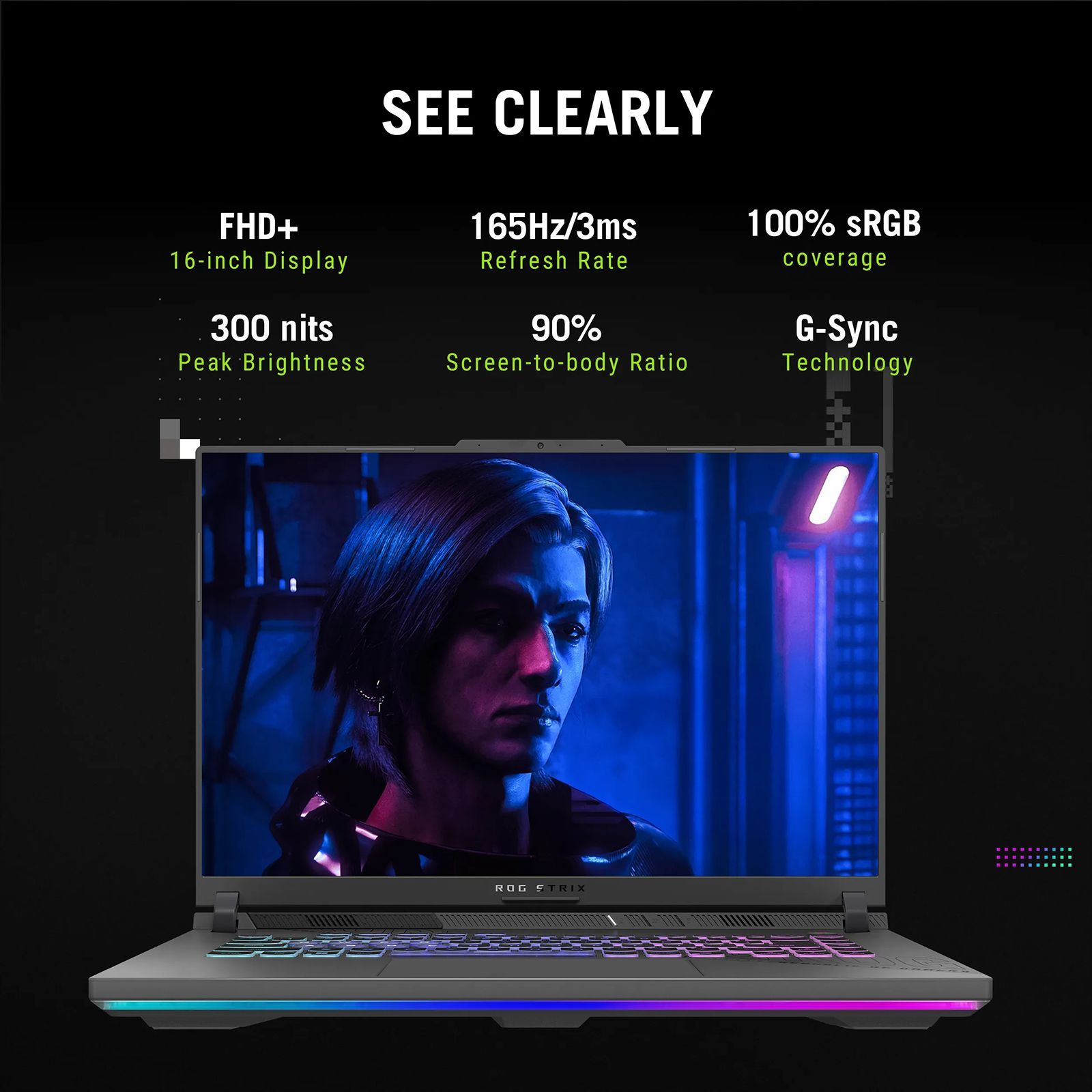 ASUS ROG Strix G16 AMD Ryzen 9 Gaming Laptop (16GB, 1TB SSD, Windows 11 Home, 16 inch 165 Hz WUXGA IPS Display, NVIDIA GeForce RTX 5050, MS Office Home 2024, Eclipse Gray, 2.5 KG)_3