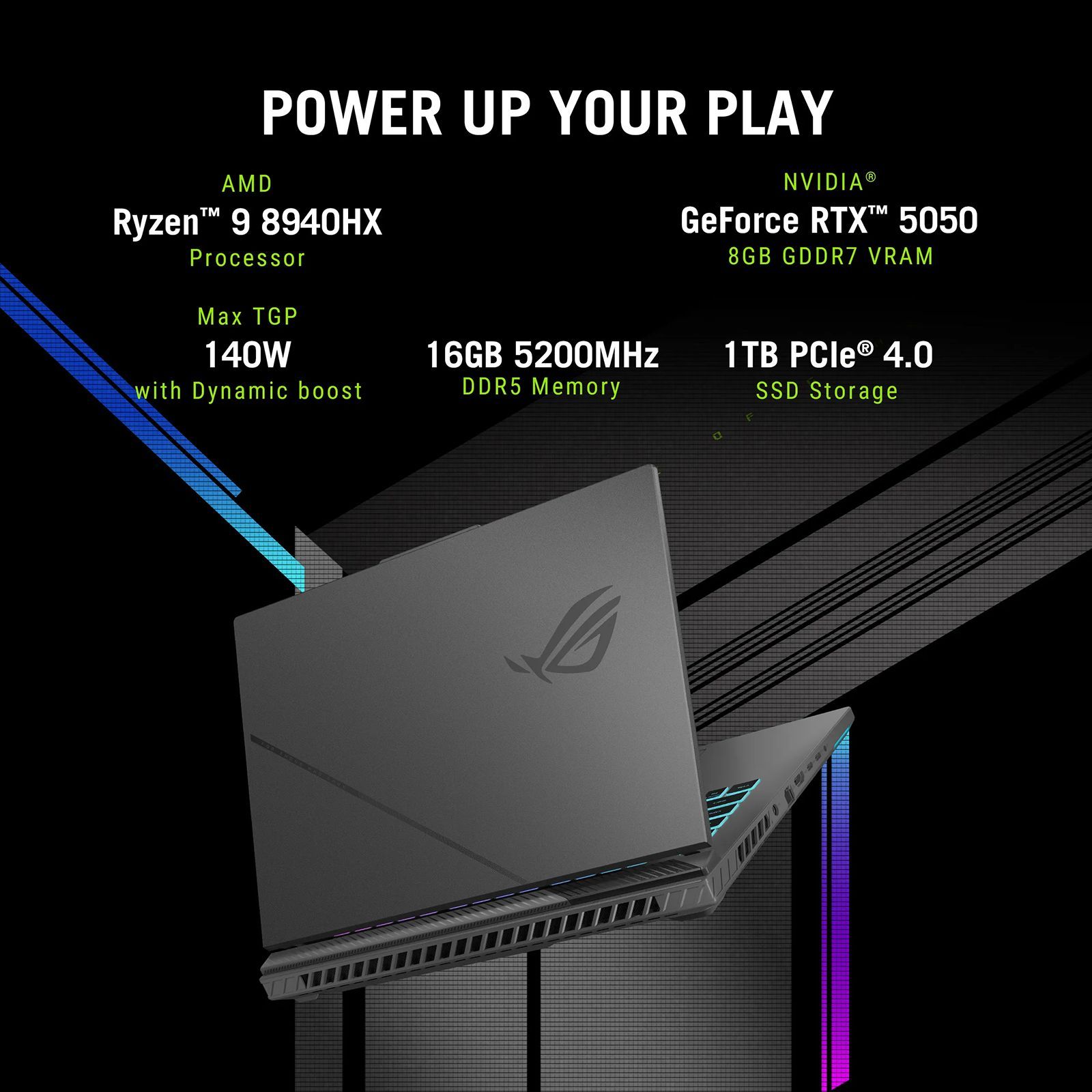 ASUS ROG Strix G16 AMD Ryzen 9 Gaming Laptop (16GB, 1TB SSD, Windows 11 Home, 16 inch 165 Hz WUXGA IPS Display, NVIDIA GeForce RTX 5050, MS Office Home 2024, Eclipse Gray, 2.5 KG)_4