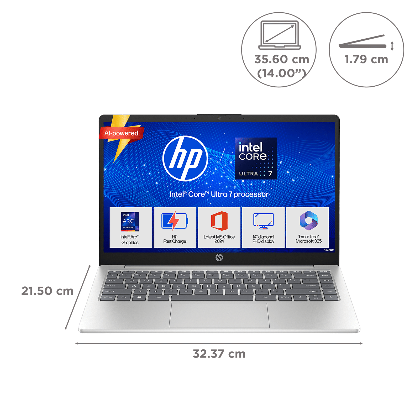 HP 14-ep1182TU Intel Core Ultra 7 Thin & Light Laptop (24GB, 1 TB SSD, Windows 11 Home, 14 inch Full HD IPS Display, MS Office 2024, Natural Silver, 1.40 KG) HP 14-ep1182TU Intel Core Ultra 7 Thin & Light Laptop (24GB, 1 TB SSD, Windows 11 Home, 14 inch Full HD IPS Display, MS Office 2024, Natural Silver, 1.40 KG)_2