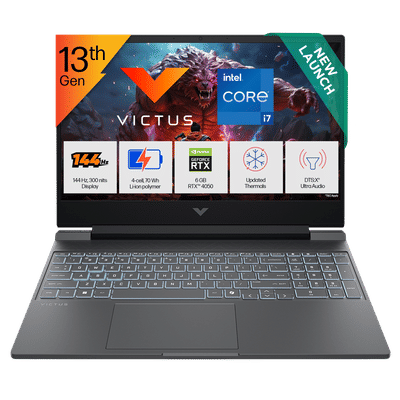 HP Victus 15-fa2532TX Intel Core i7 13th Gen
                      Gaming Laptop (24GB, 512GB SSD, Windows 11 Home,
                      6GB Graphics, 15.6 inch 144 Hz Full HD IPS
                      Display, NVIDIA GeForce RTX 4050, MS Office 2024,
                      Mica Silver, 2.29 KG)