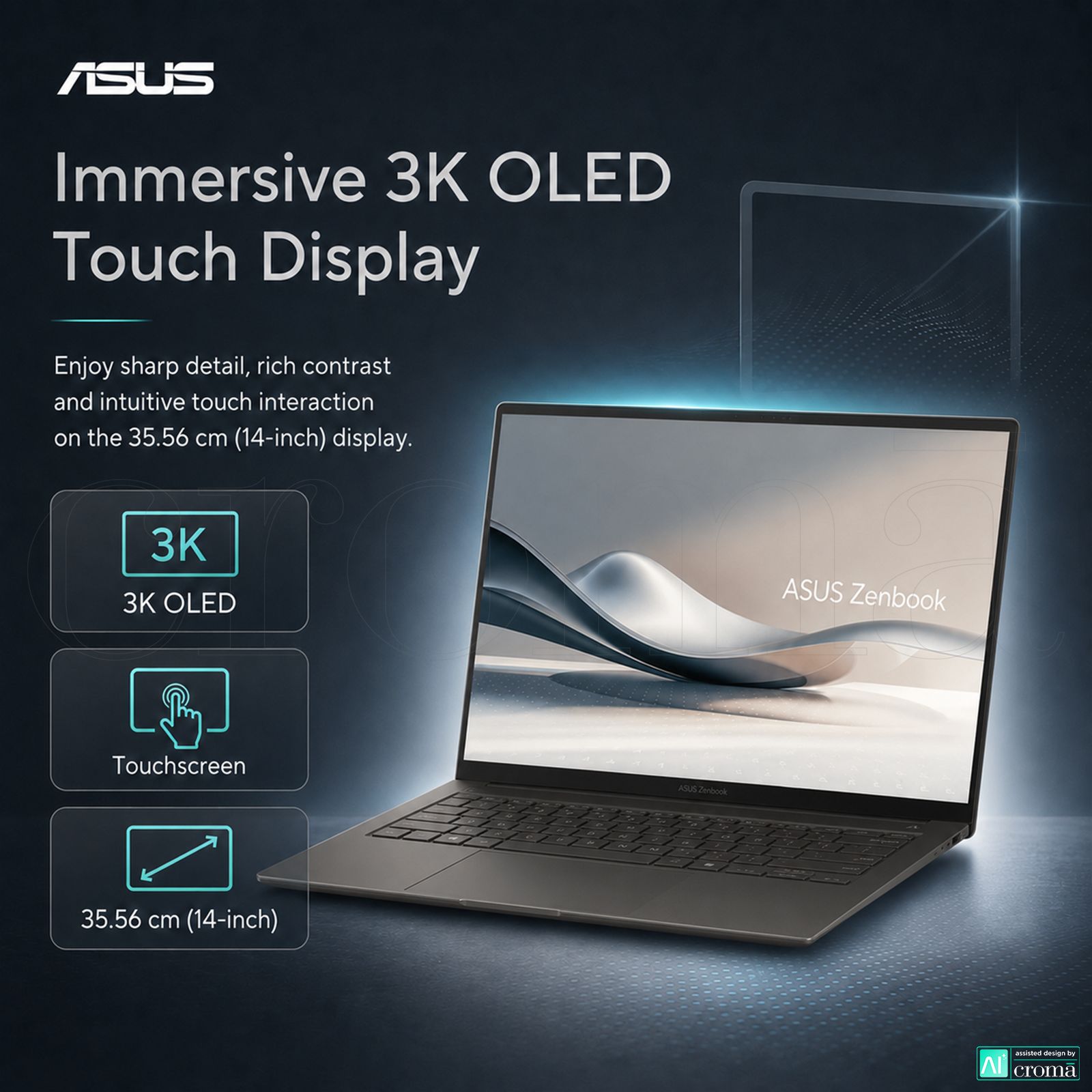 ASUS Zenbook S14 Intel Core Ultra 5 226V Touchscreen Thin & Light Laptop (16GB, 1TB SSD, Windows 11 Home, 14 inch 3K OLED Display, MS Office Home 2024, Zumaia Gray, 1.2 KG) ASUS Zenbook S14 Intel Core Ultra 5 226V Touchscreen Thin & Light Laptop (16GB, 1TB SSD, Windows 11 Home, 14 inch 3K OLED Display, MS Office Home 2024, Zumaia Gray, 1.2 KG)_3