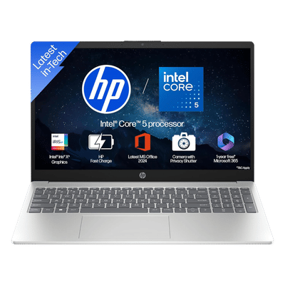 HP 15-hr0124TU Intel Core 5 120U Thin &
                      Light Laptop (24GB, 512GB SSD, Windows 11 Home,
                      15.6 inch Full HD IPS Display, MS Office 2024,
                      Natural Silver, 1.59 KG)