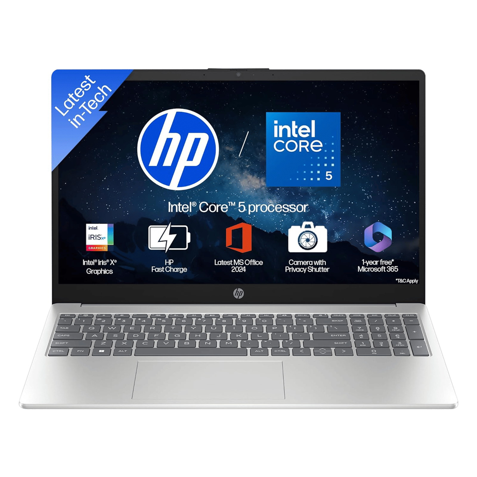 HP 15-hr0124TU Intel Core 5 120U Thin & Light Laptop (24GB, 512GB SSD, Windows 11 Home, 15.6 inch Full HD IPS Display, MS Office 2024, Natural Silver, 1.59 KG)_1
