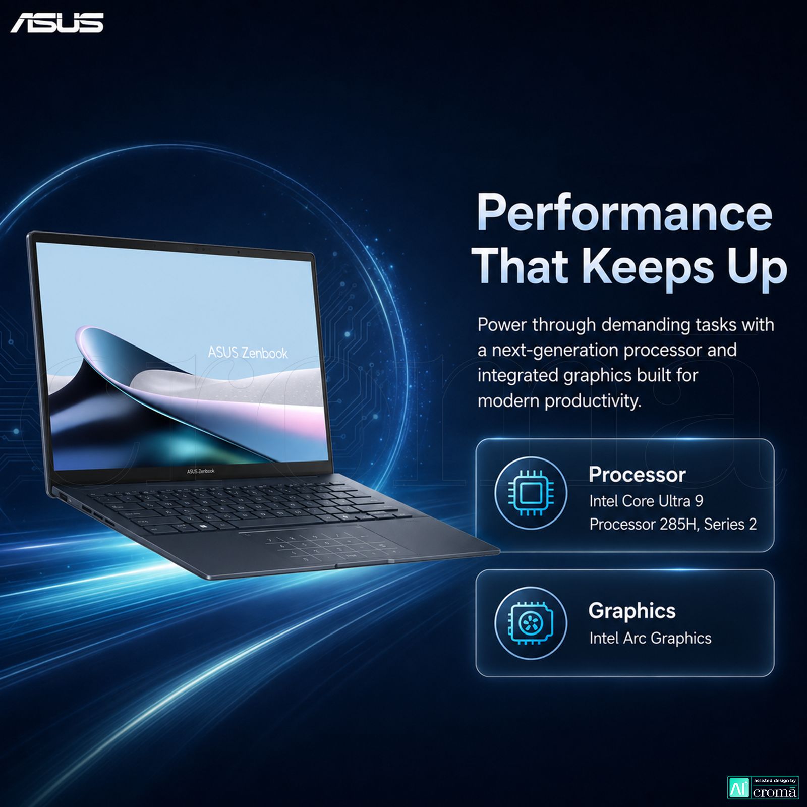 Asus Zenbook 14 Intel Core Ultra 9 285H Touchscreen Thin & Light Laptop (32GB, 1TB SSD, Windows 11 Home, 14 inch Full HD+ OLED Display, MS Office Home 2024, Ponder Blue, 1.28 KG)_3